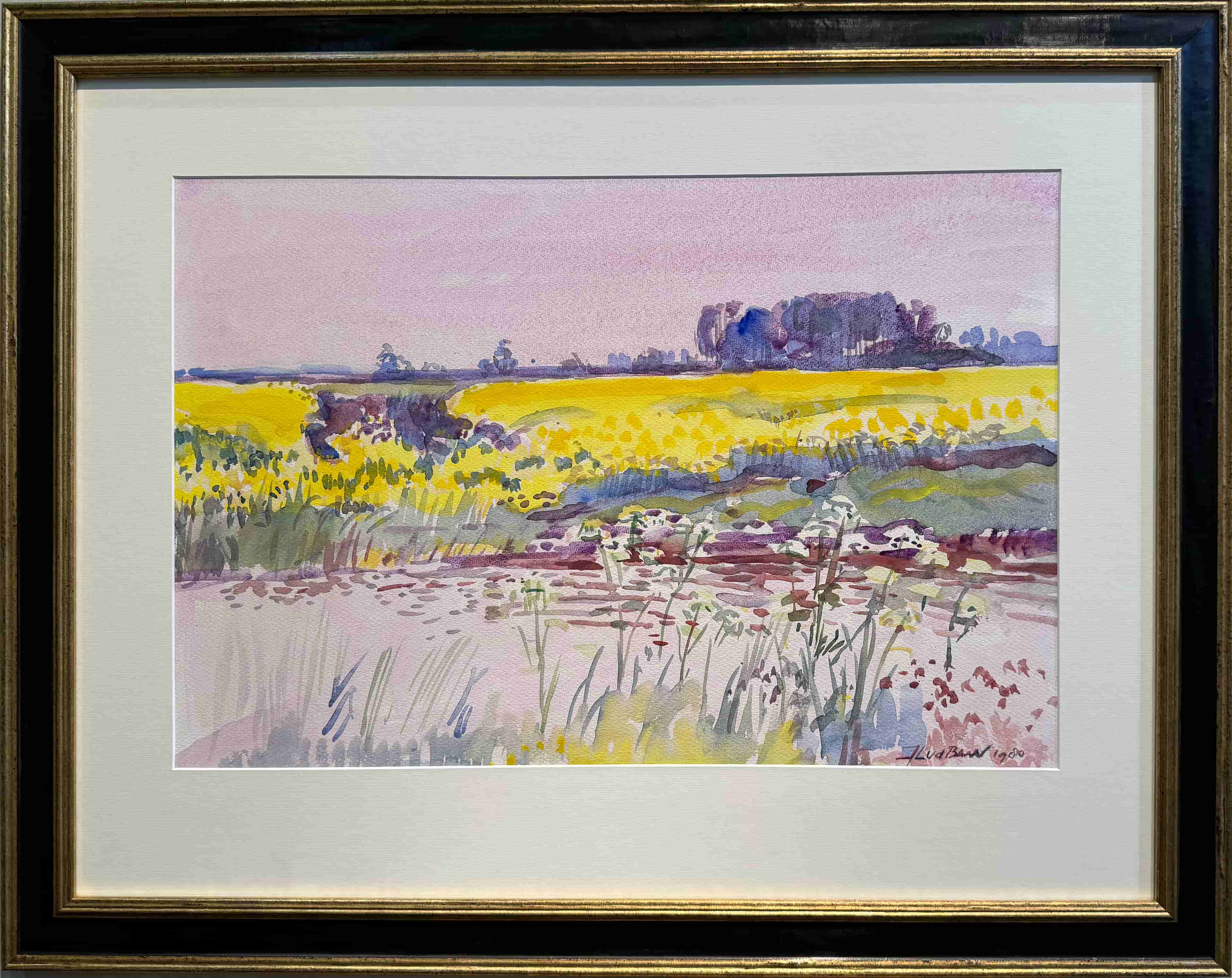 Jan Lucas van der Baan - Koolzaadveld in Groningen (met lijst)