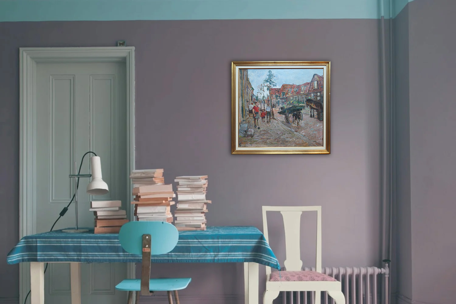 Historisch schilderij van de Italiaanse Zeedijk in Hoorn zonder lijst