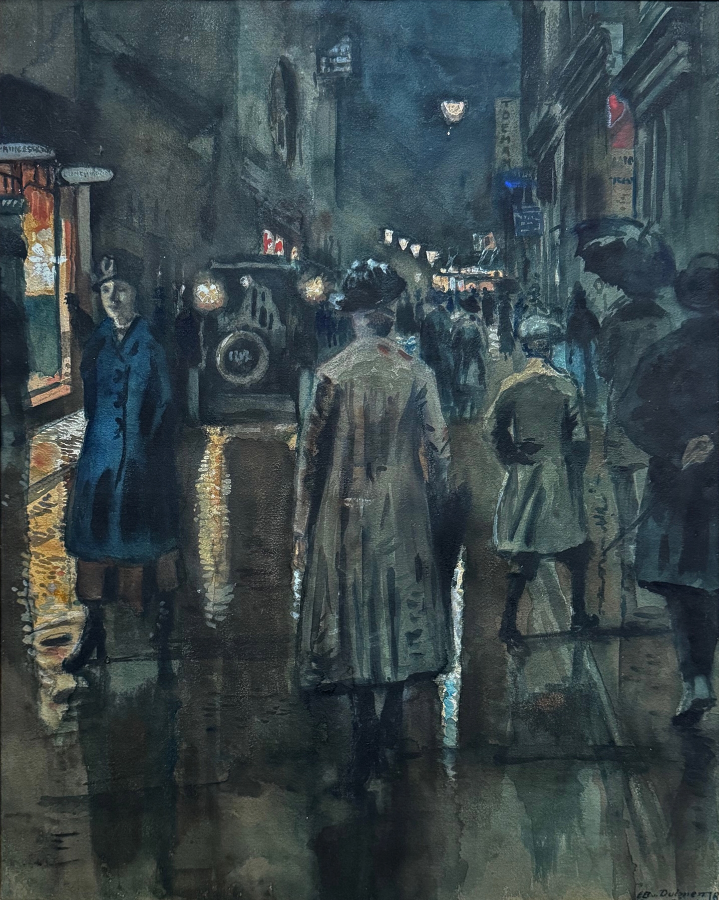 Nachtelijk straatbeeld in Amsterdam zonder lijst