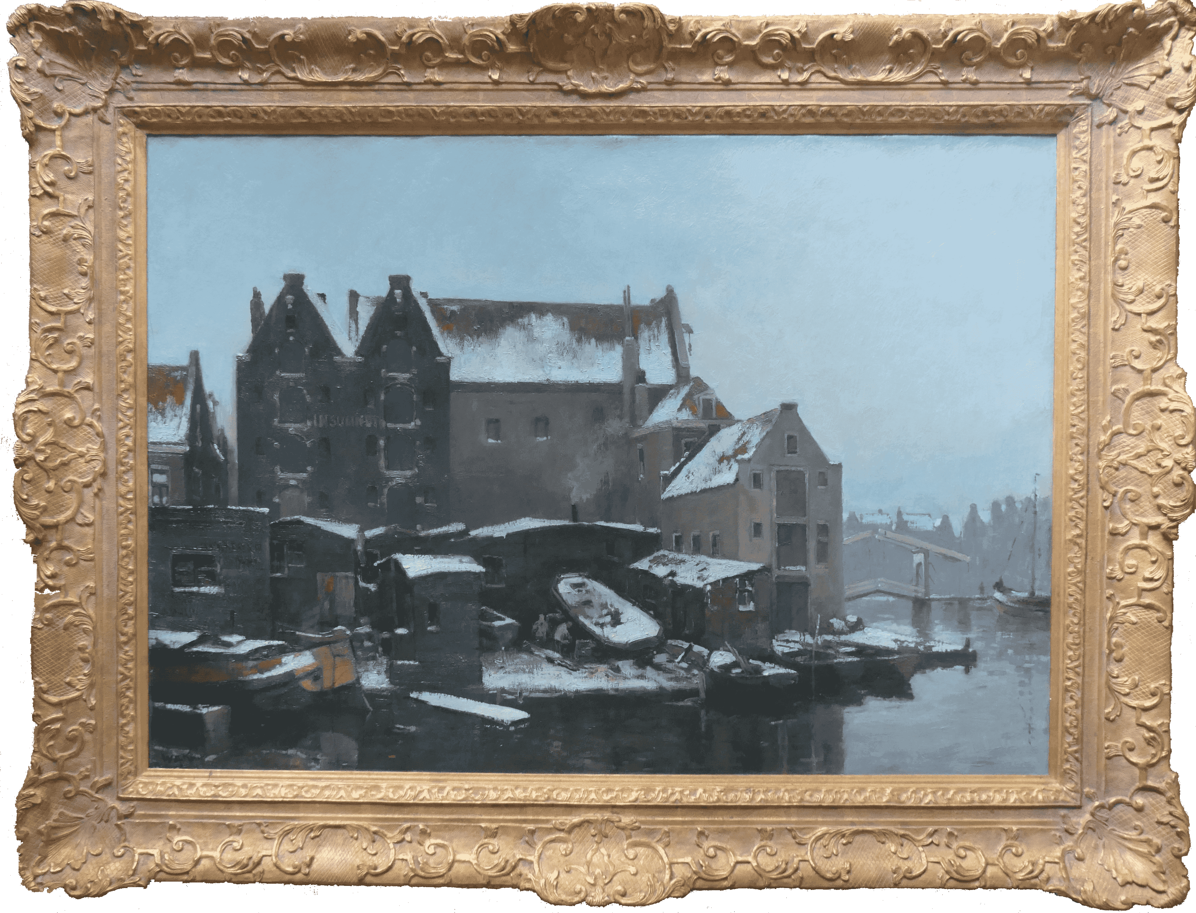 Willem-Alexander Knip - Prinseneiland in de winter (met lijst)