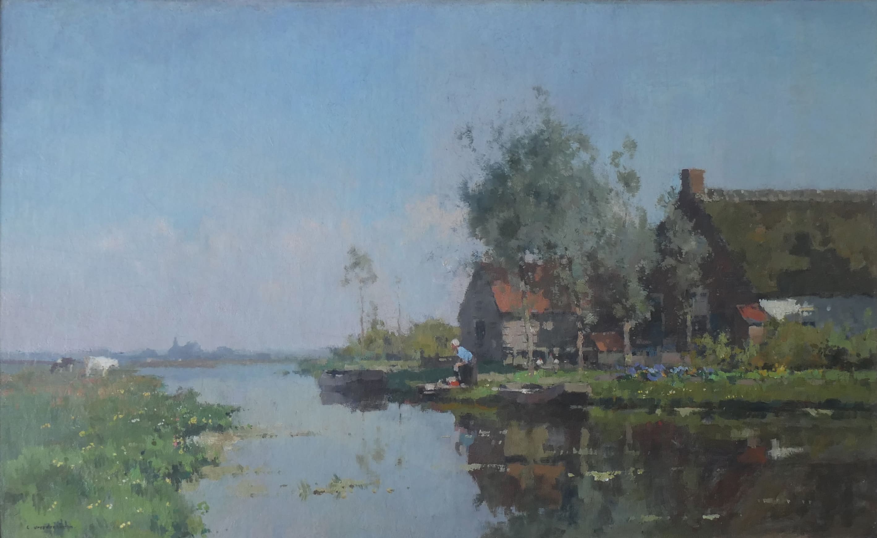 Boerderij aan het water zonder lijst