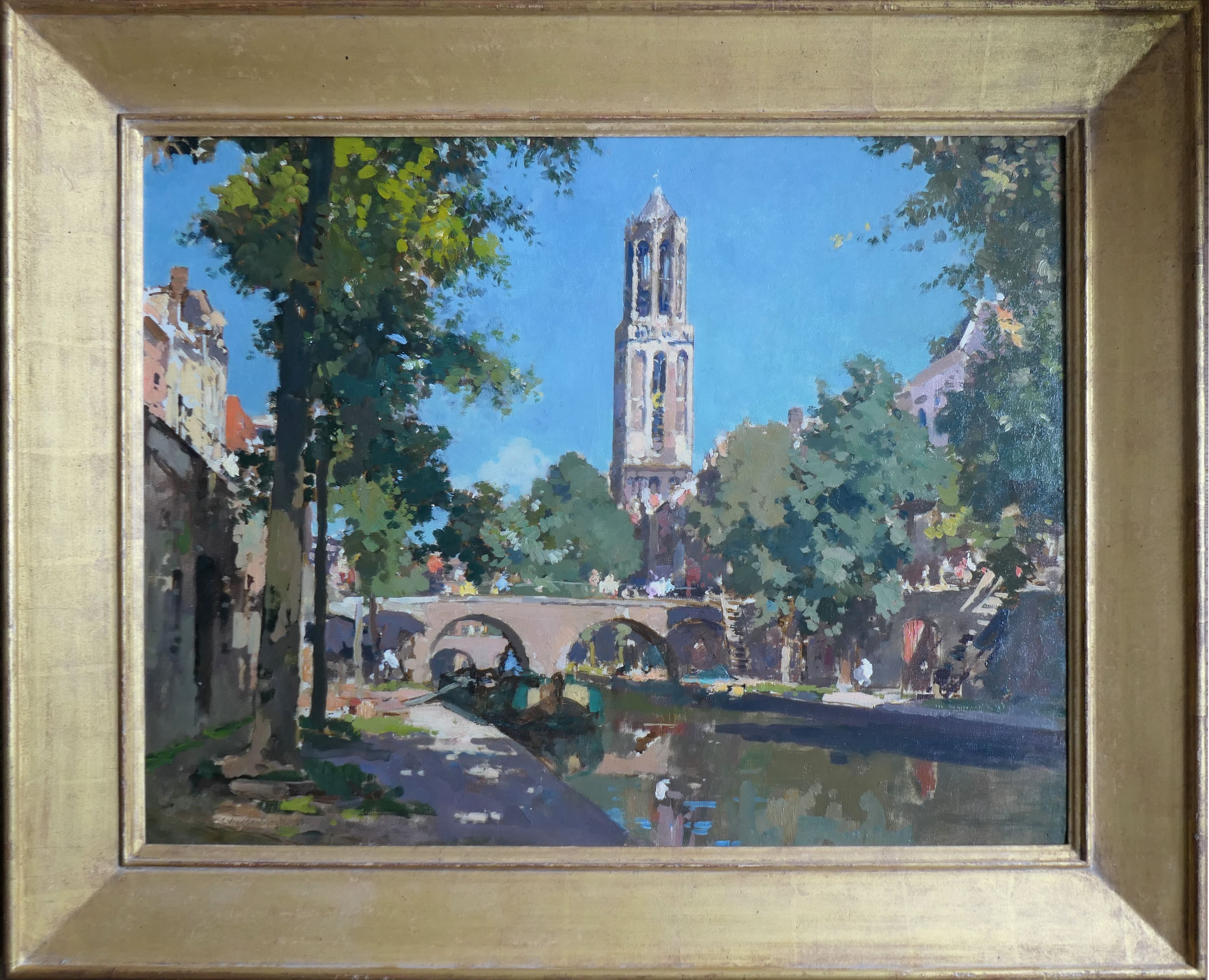 Oudegracht Utrecht met Domtoren zonder lijst