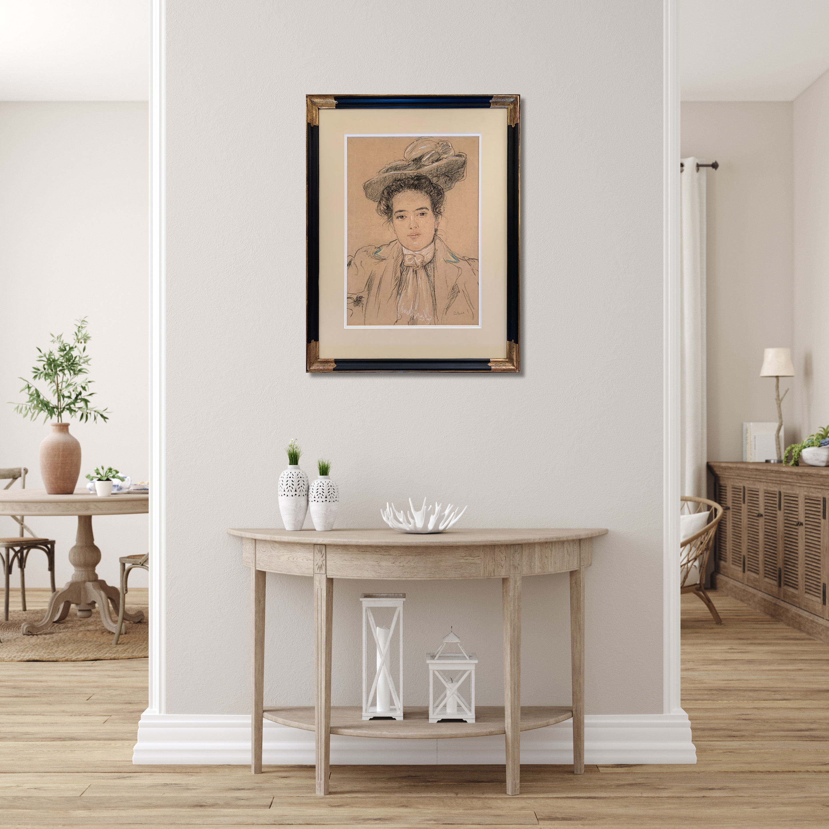 Portret van een jonge vrouw zonder lijst