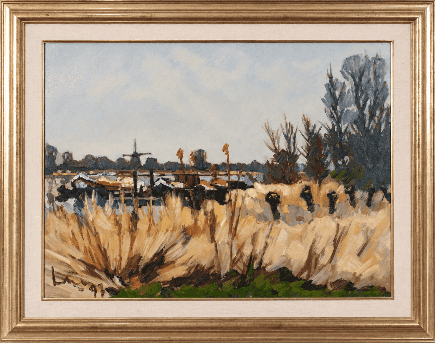 Kees Bol - Kees Bol – Gezicht op Nederhemert, 1997 (met lijst)