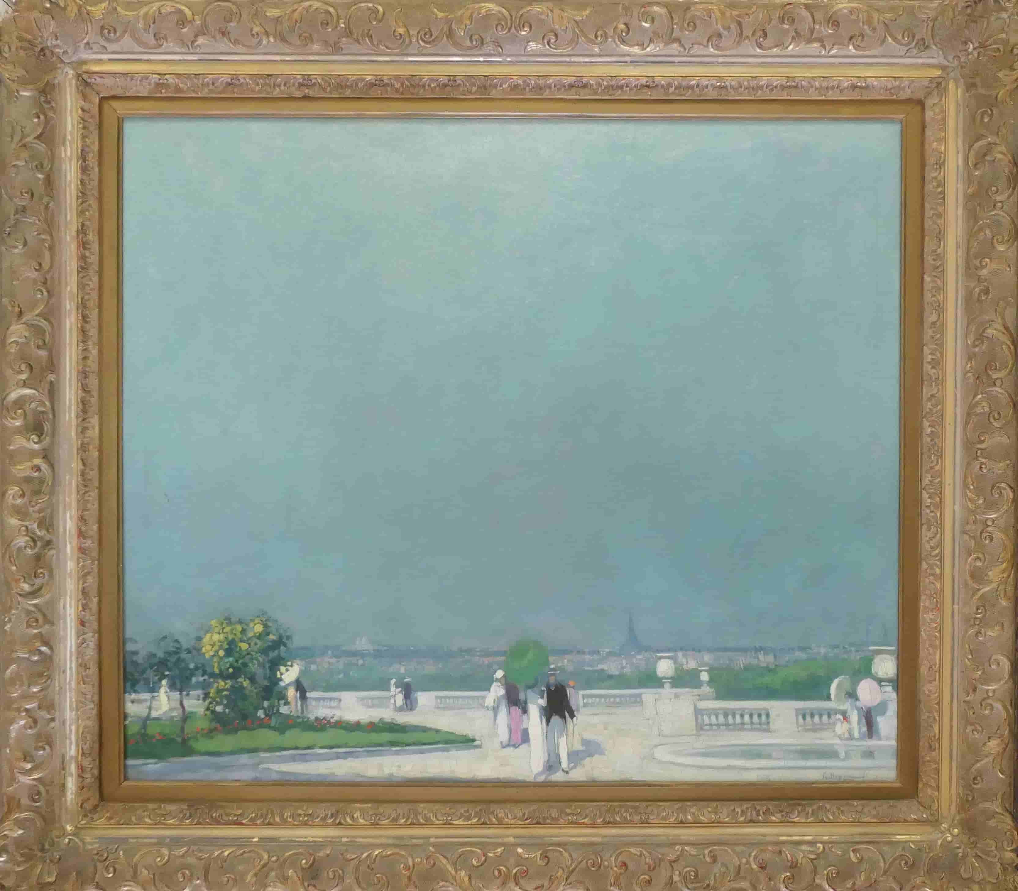 Frans Hogerwaard - Zicht op Parijs vanaf Parc de Saint-Cloud (met lijst)