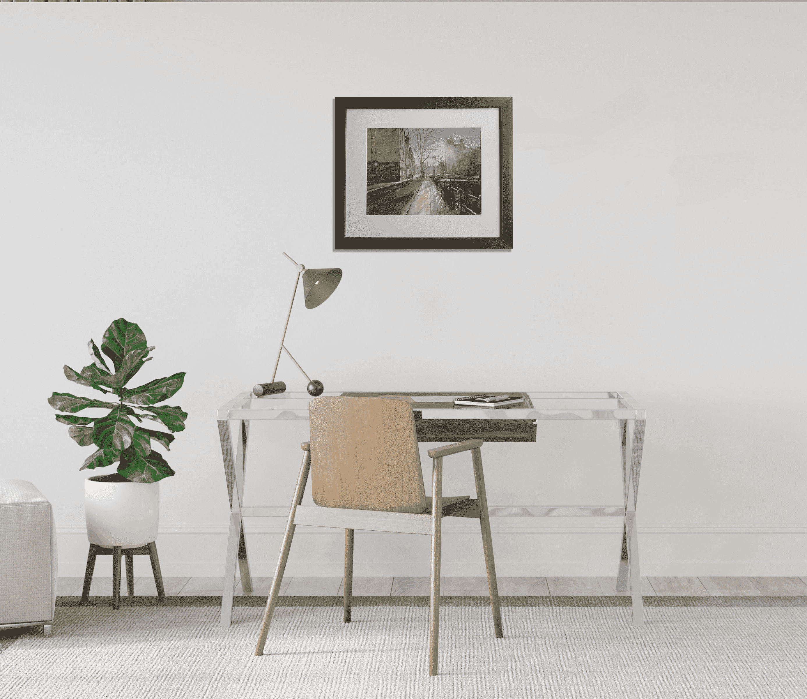 Titus Meeuws - Leliegracht Amsterdam in tegenlicht (in interieur)