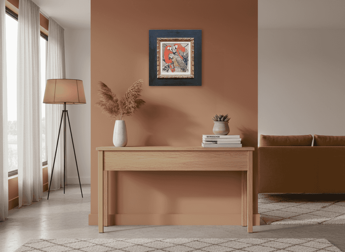 Jan Voerman jr - 3 Papegaaien op takken (in interieur)