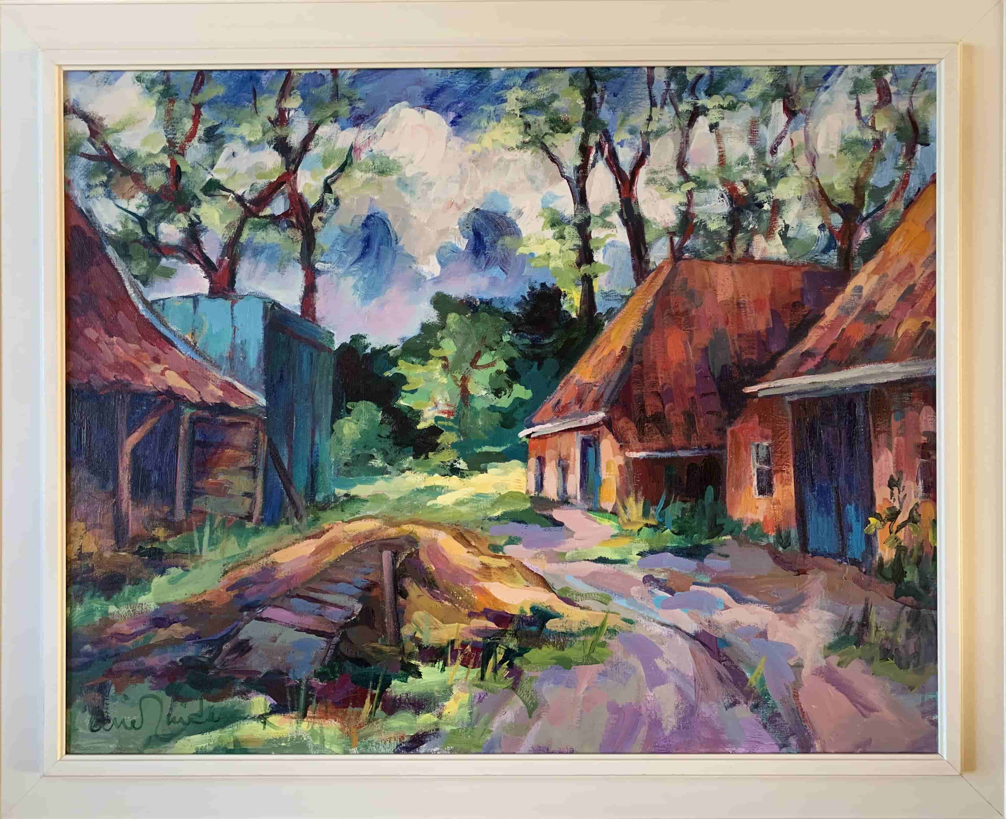Arie Zuidersma - Boerderij in Uitwierde, Delfzijl (met lijst)