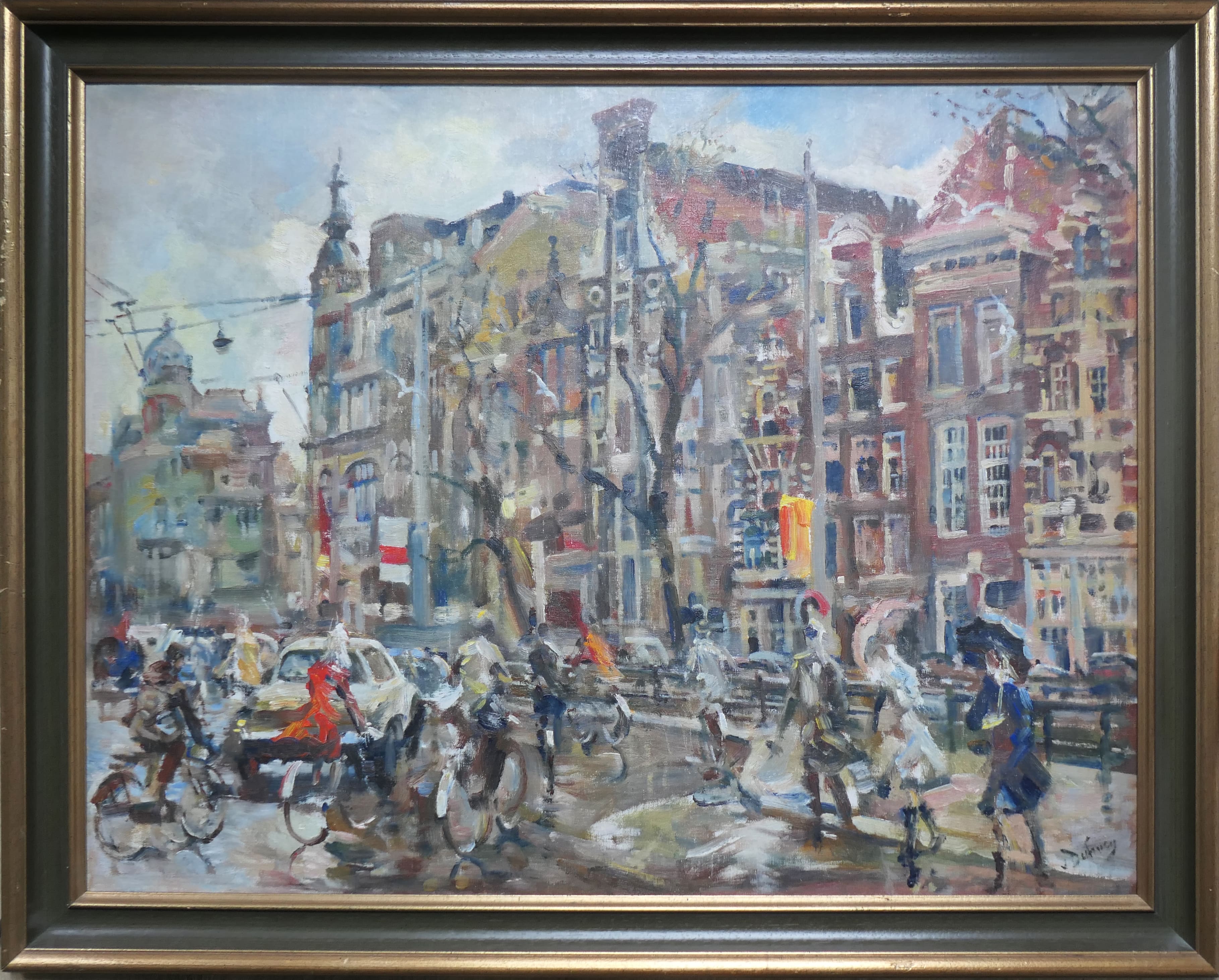 Koningsplein in de regen zonder lijst