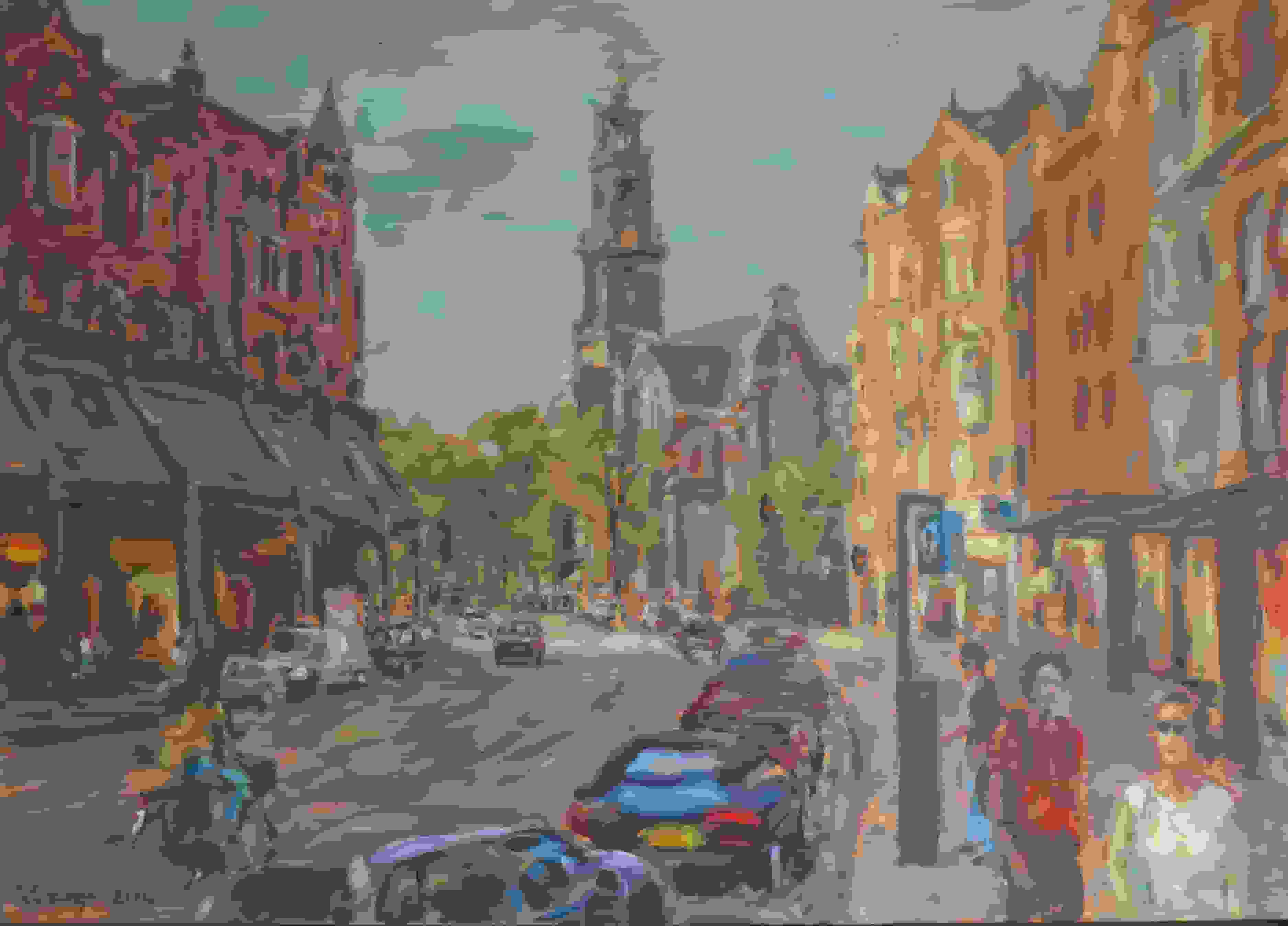 Raadhuisstraat met Westerkerk te Amsterdam