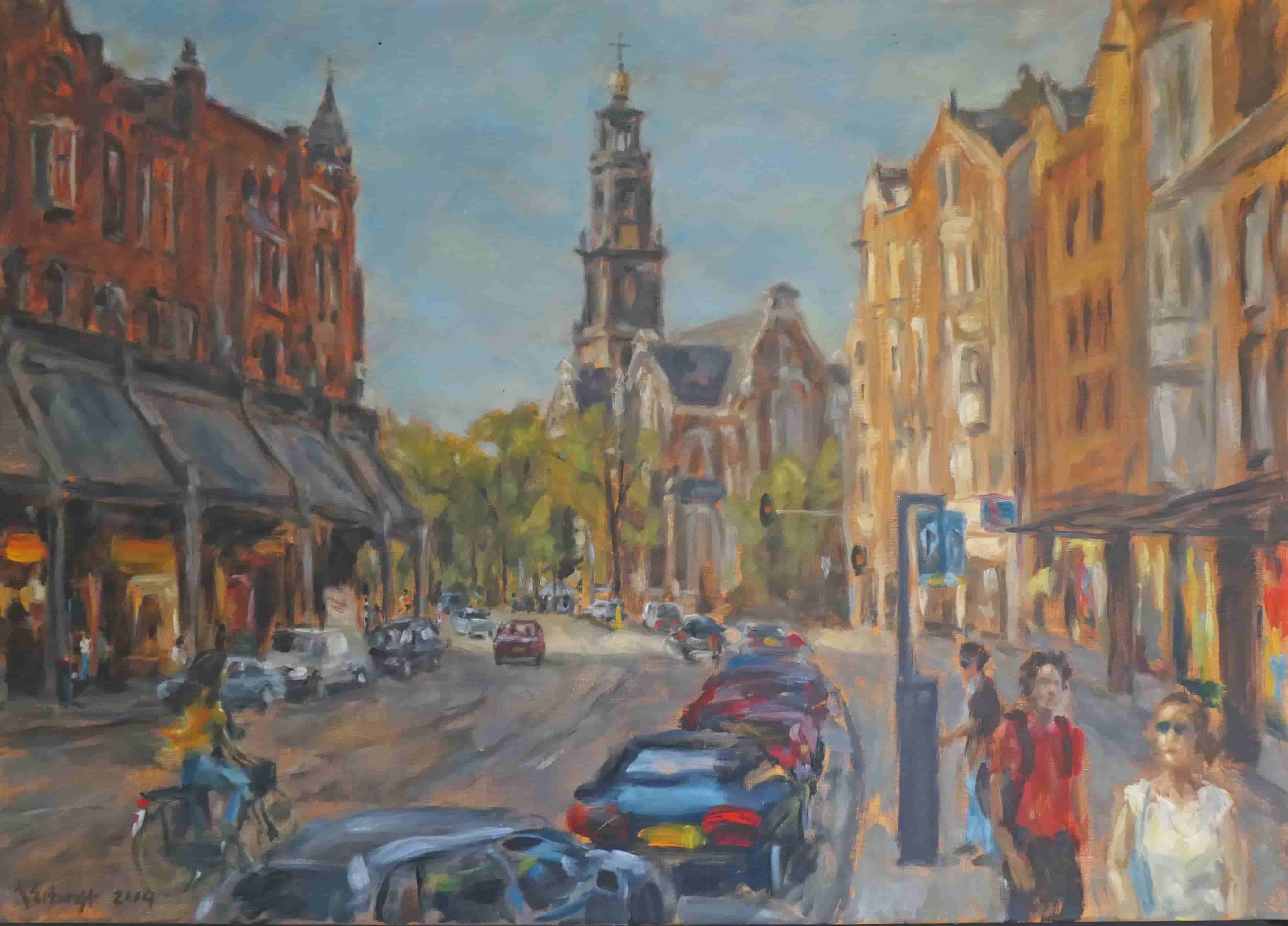 Wouter Verburgt - Raadhuisstraat met Westerkerk te Amsterdam
