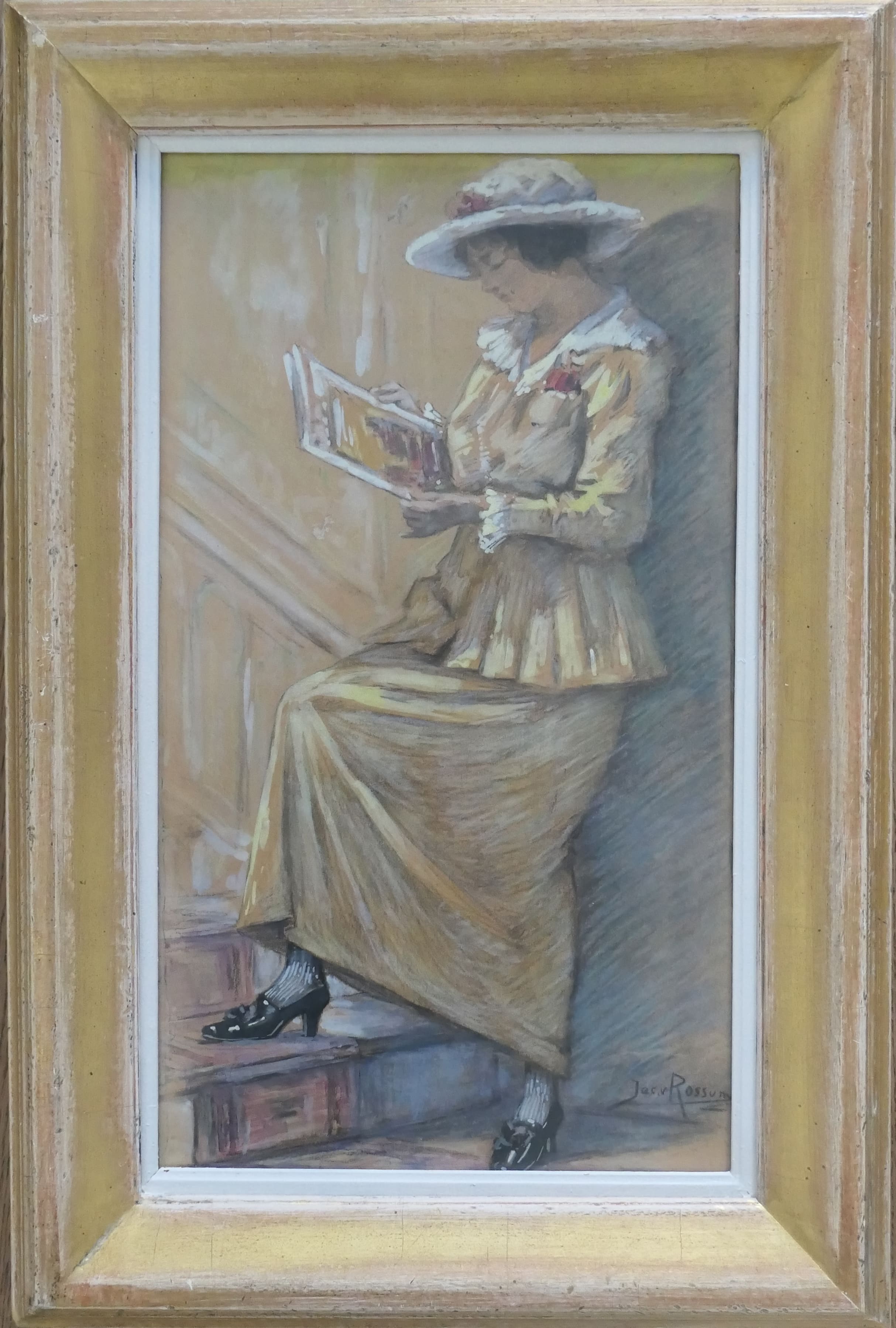 Elegante lezende dame zonder lijst