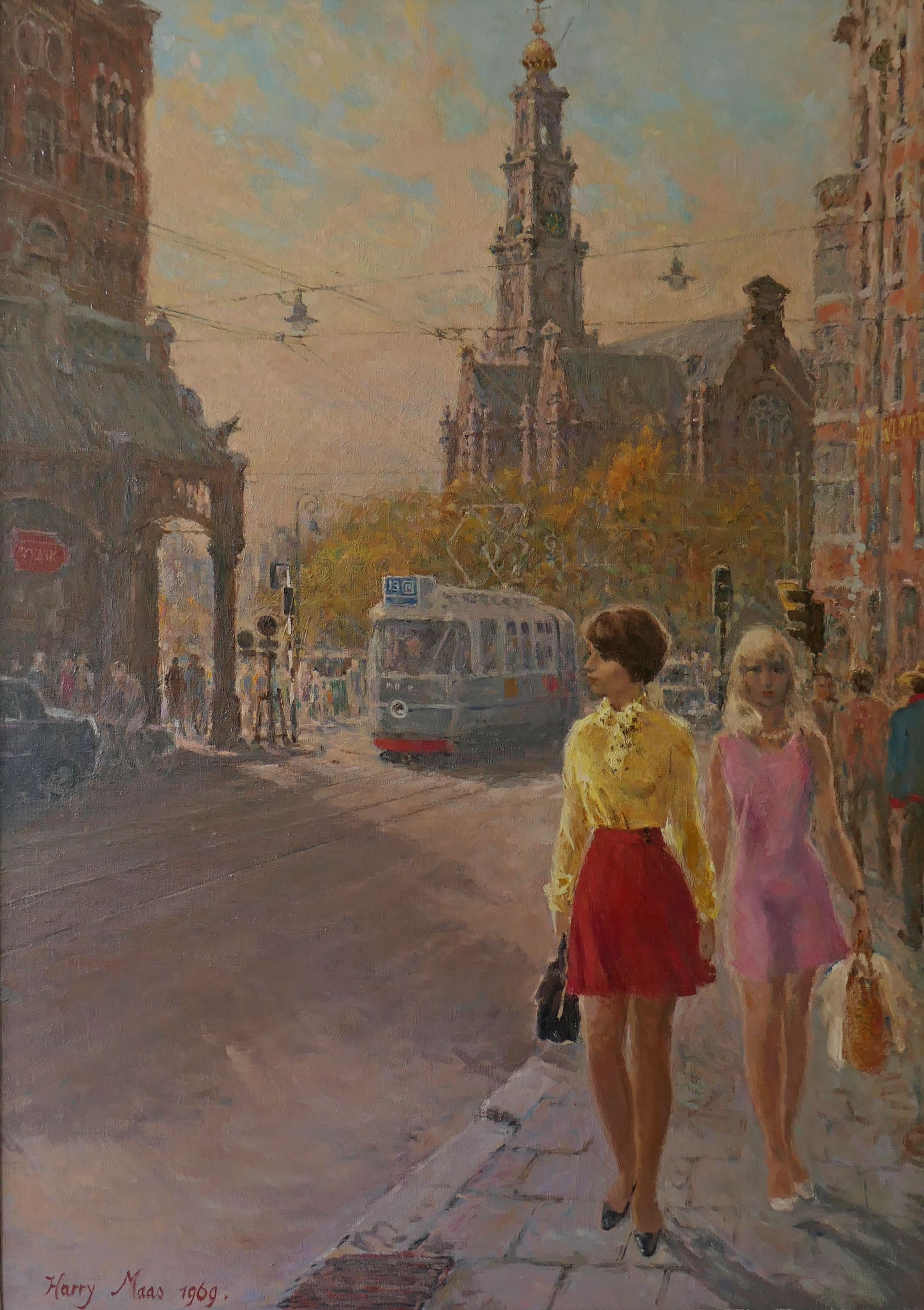 Jongedames in de Raadhuisstraat zonder lijst