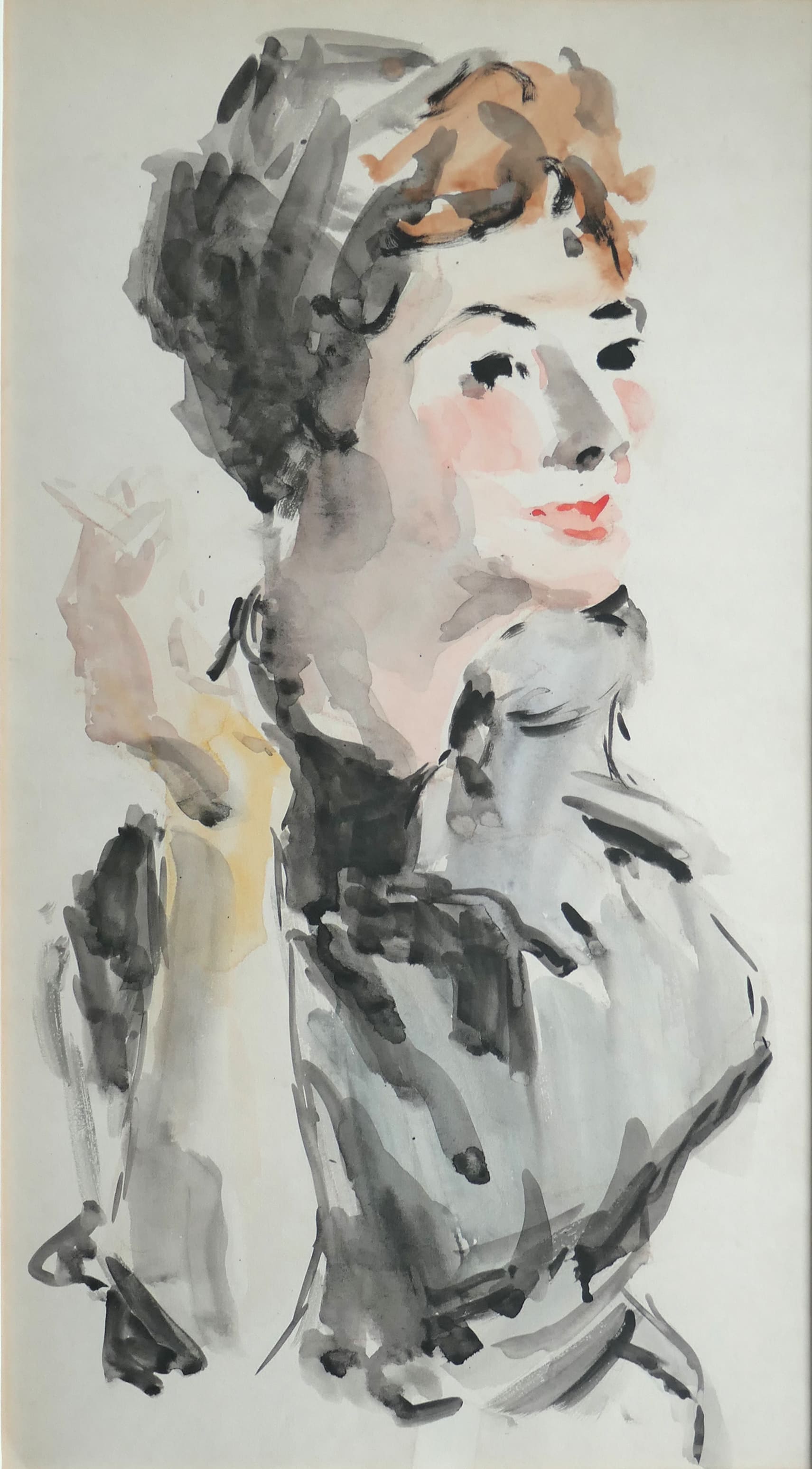 Dame met sigaret zonder lijst