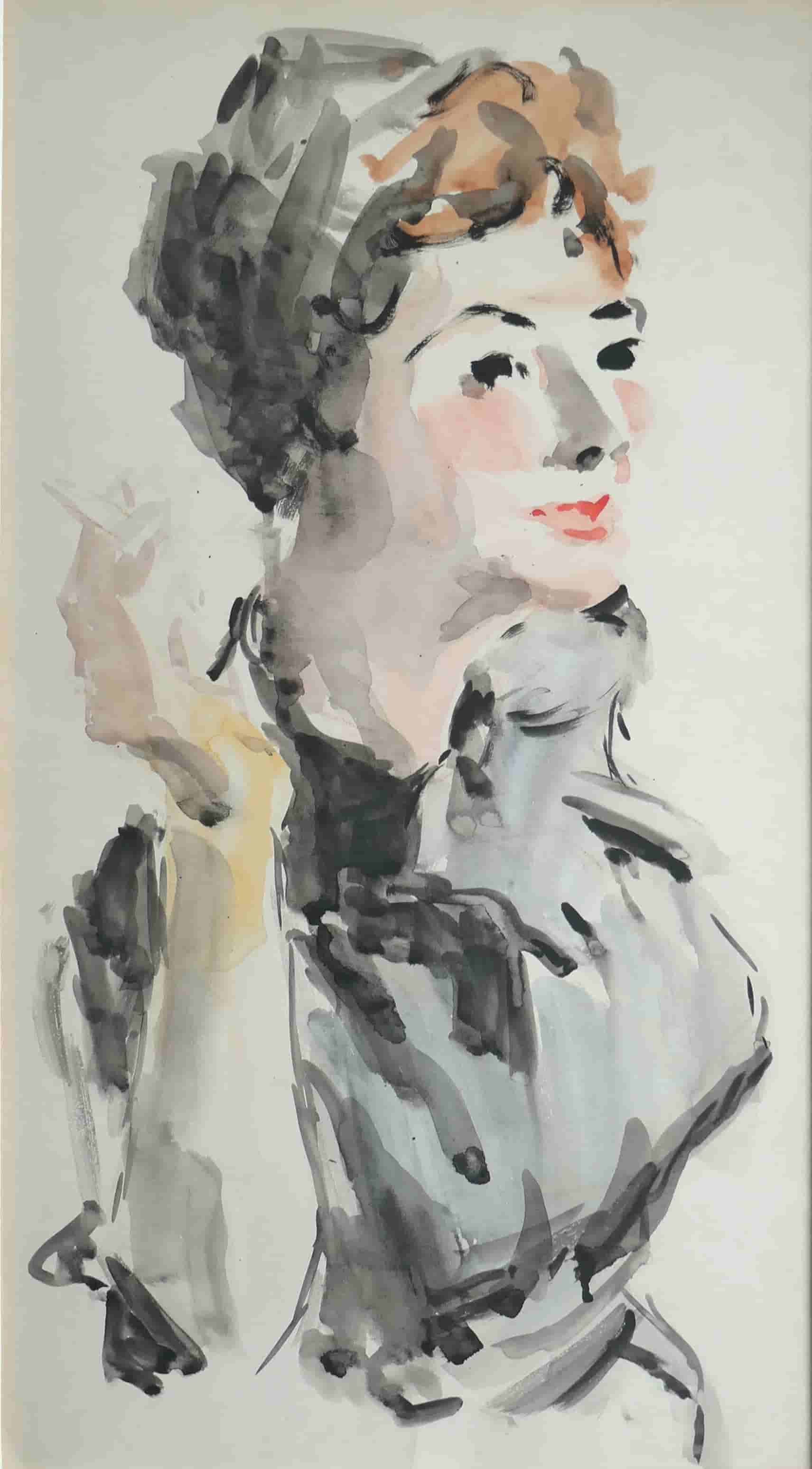 Jan Altink - Dame met sigaret (zonder lijst)