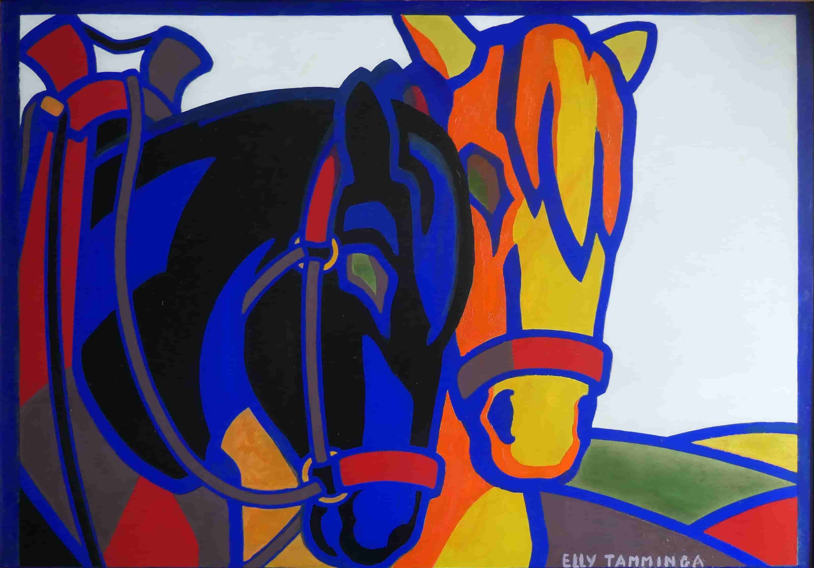 Elly Tamminga - Paardenhoofden (zonder lijst)