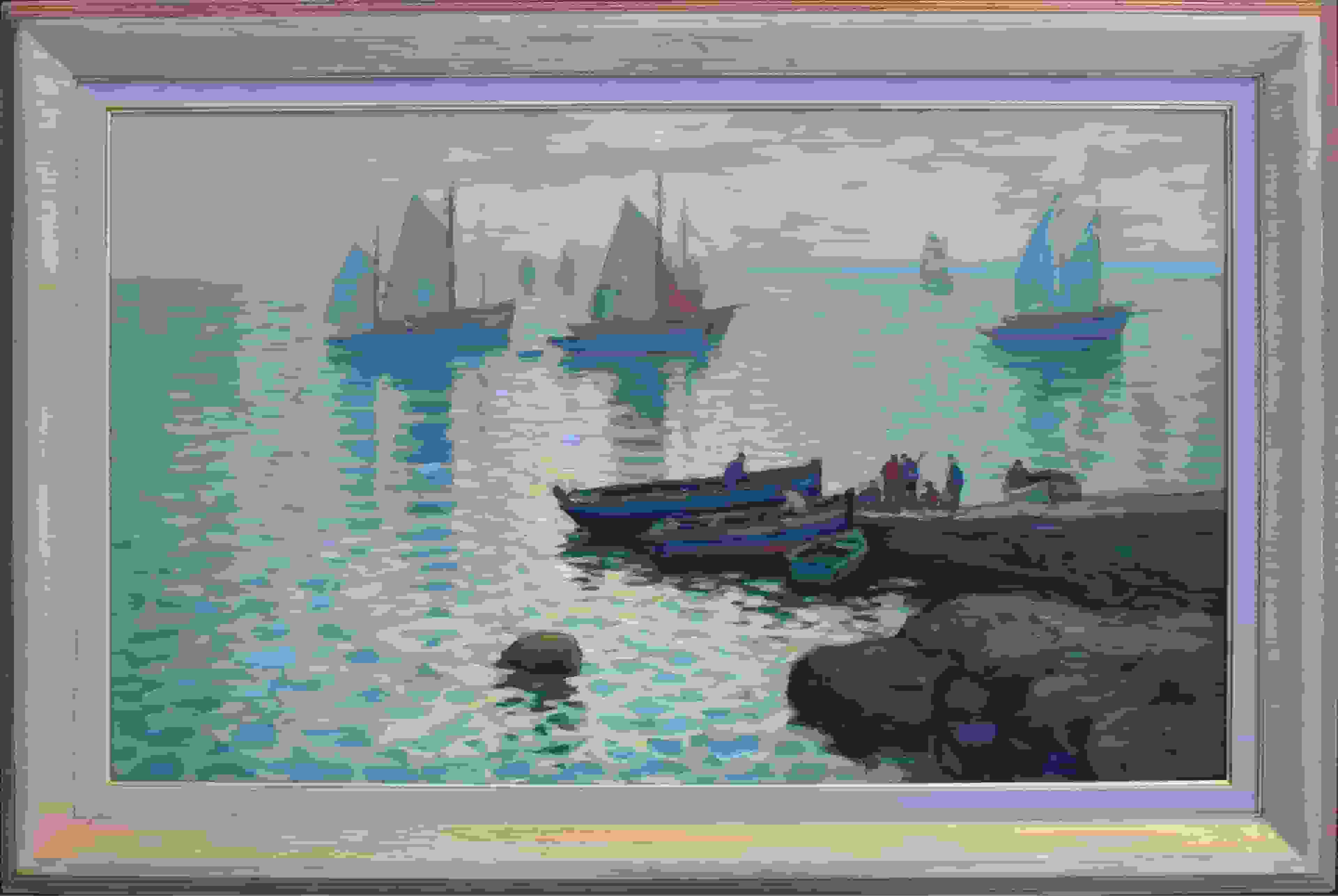 Ben Viegers - Schepen in de haven van Concarneau (met lijst)