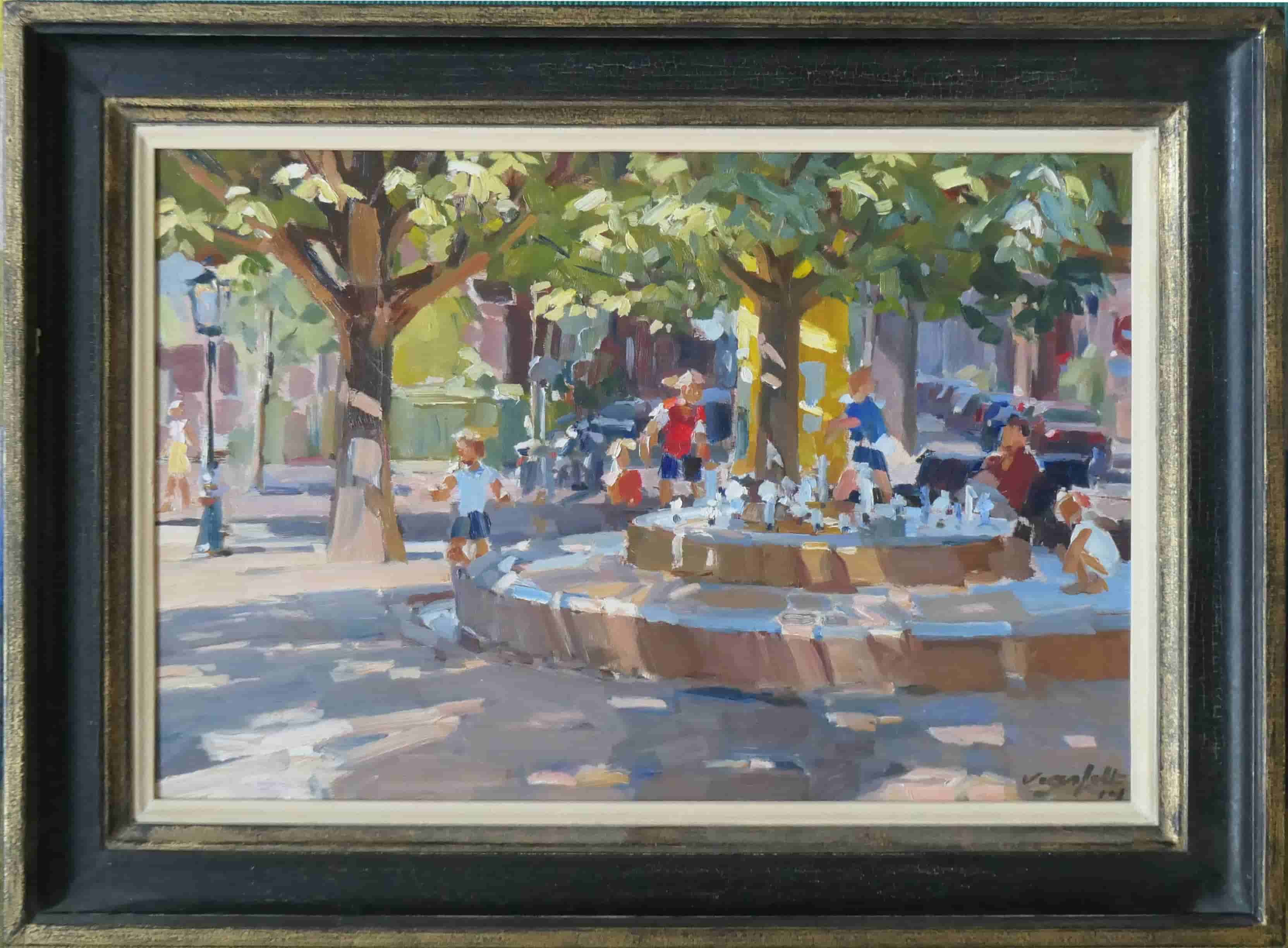 Hans Versfelt - Plein Howeweg in Amsterdam Watergraafsmeer (met lijst)