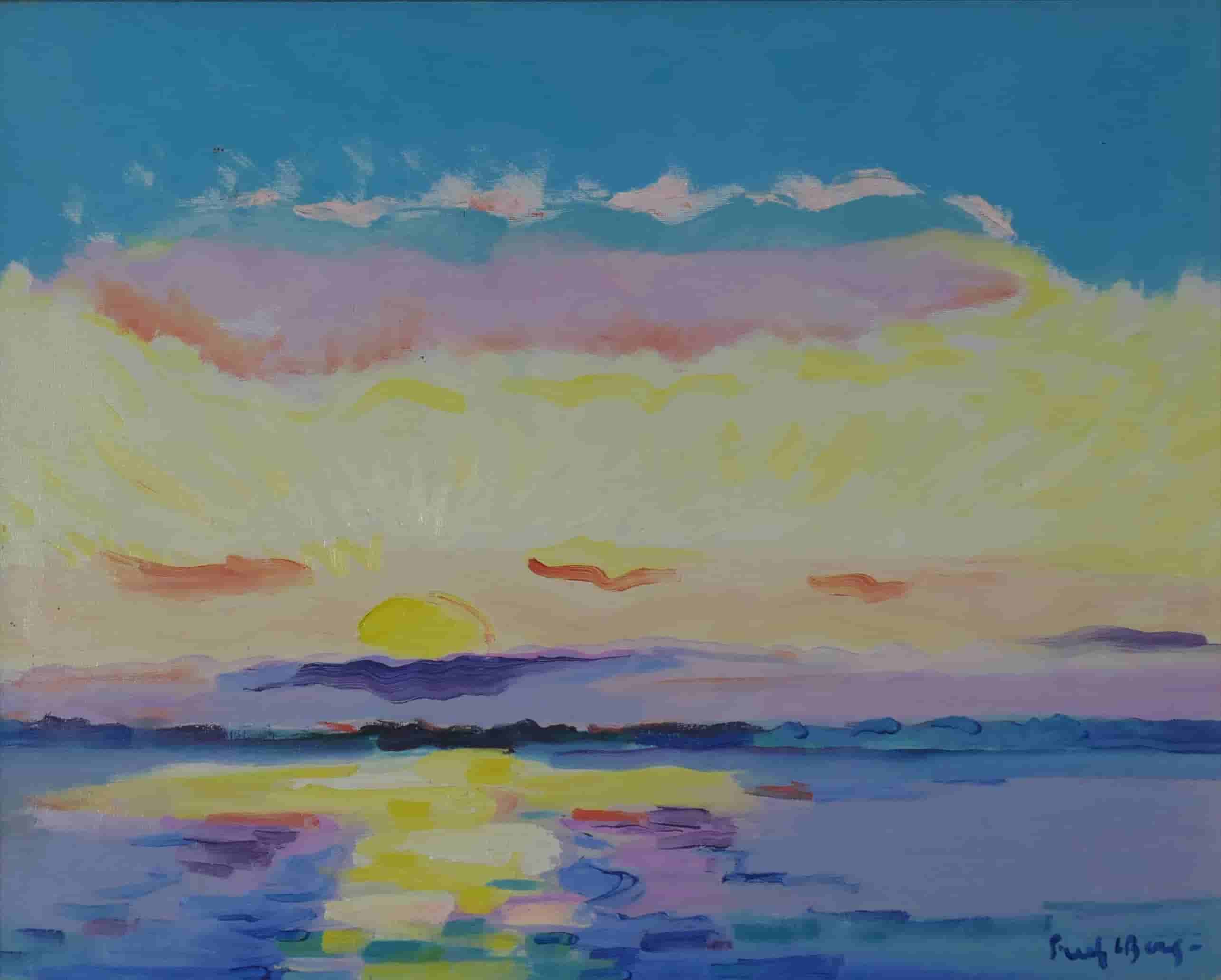 Freek van den Berg - Ondergaande zon (zonder lijst)