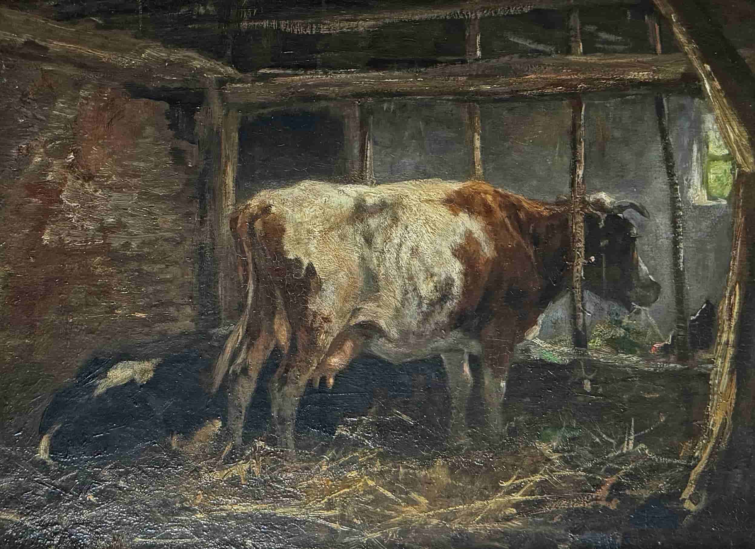 Johan Scherrewitz - Koe op stal (zonder lijst)