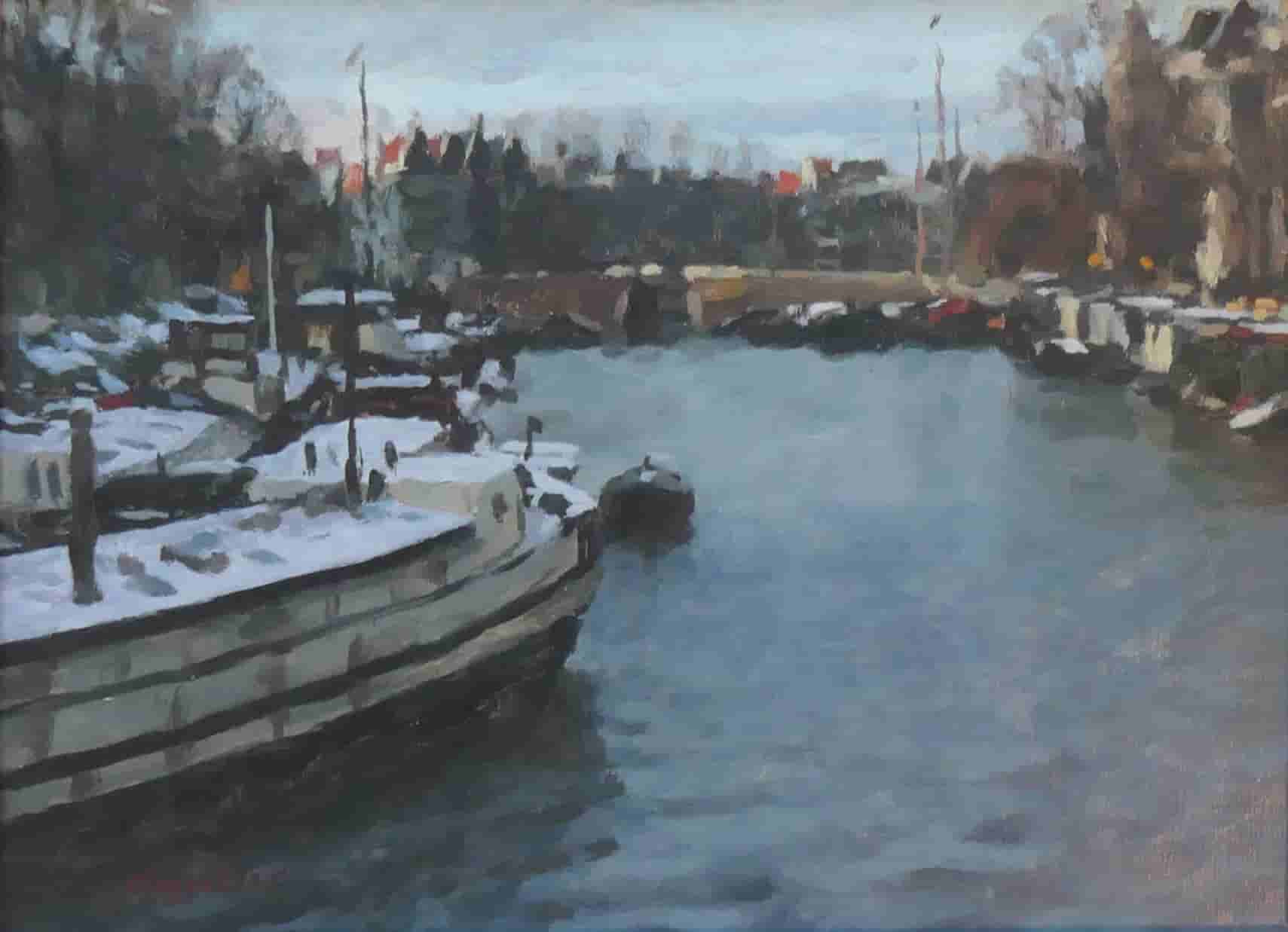 Frans Koppelaar - Waalseilandgracht in de winter