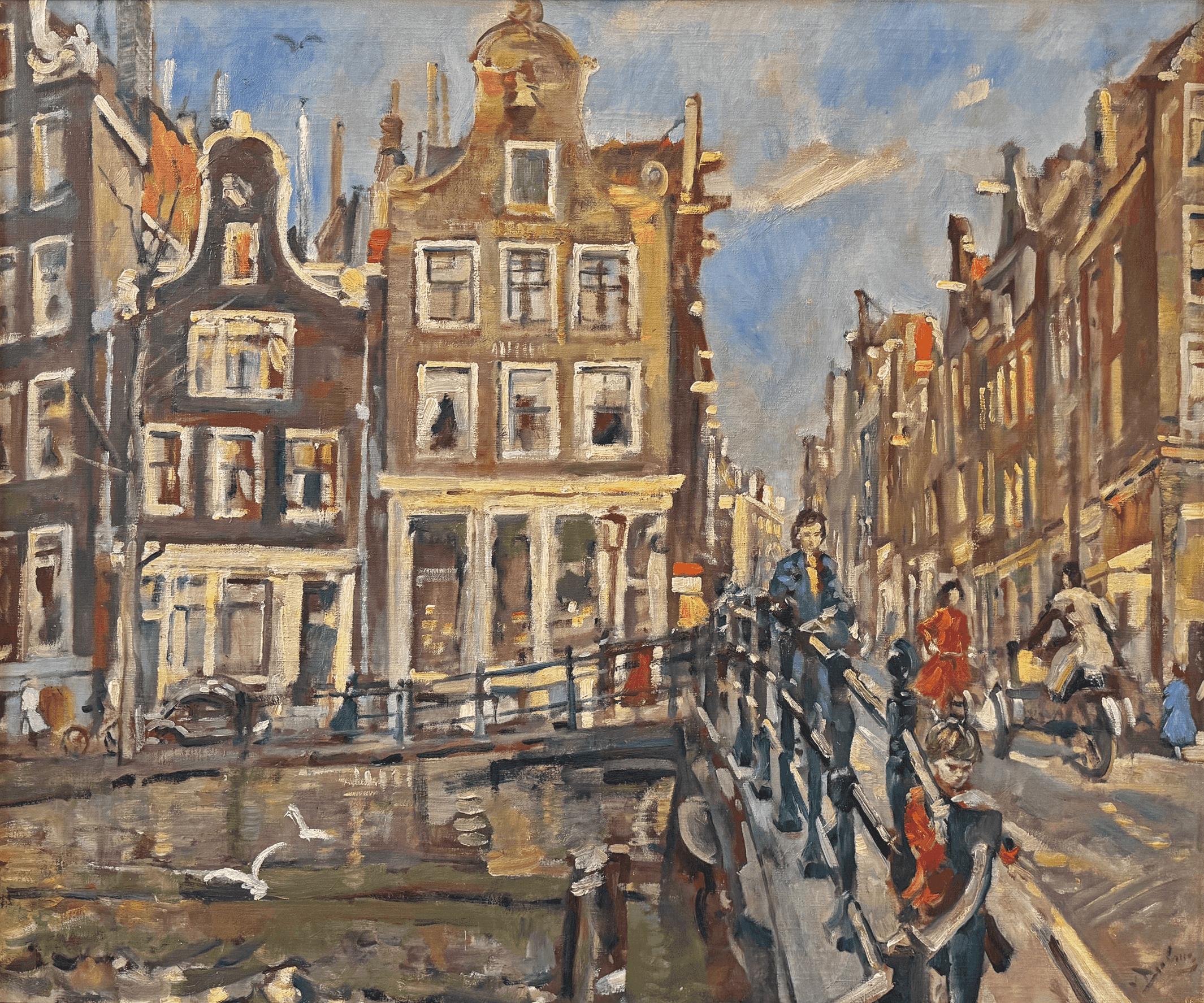 Erasmus Bernard von Dülmen-Krumpelman - Grachtgezicht in Amsterdam (zonder lijst)