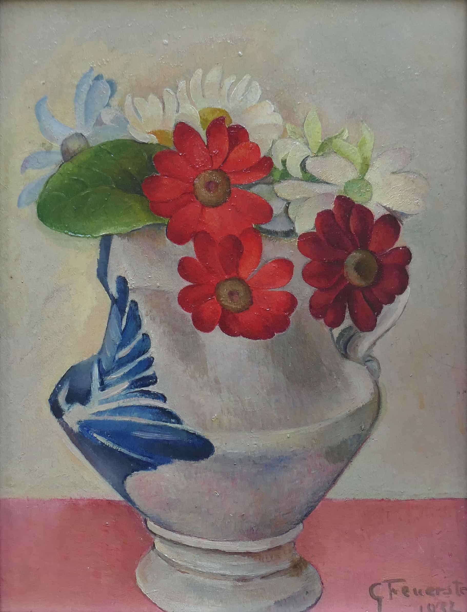 Greet Feuerstein - Bloemstilleven met keulse pot (zonder lijst)