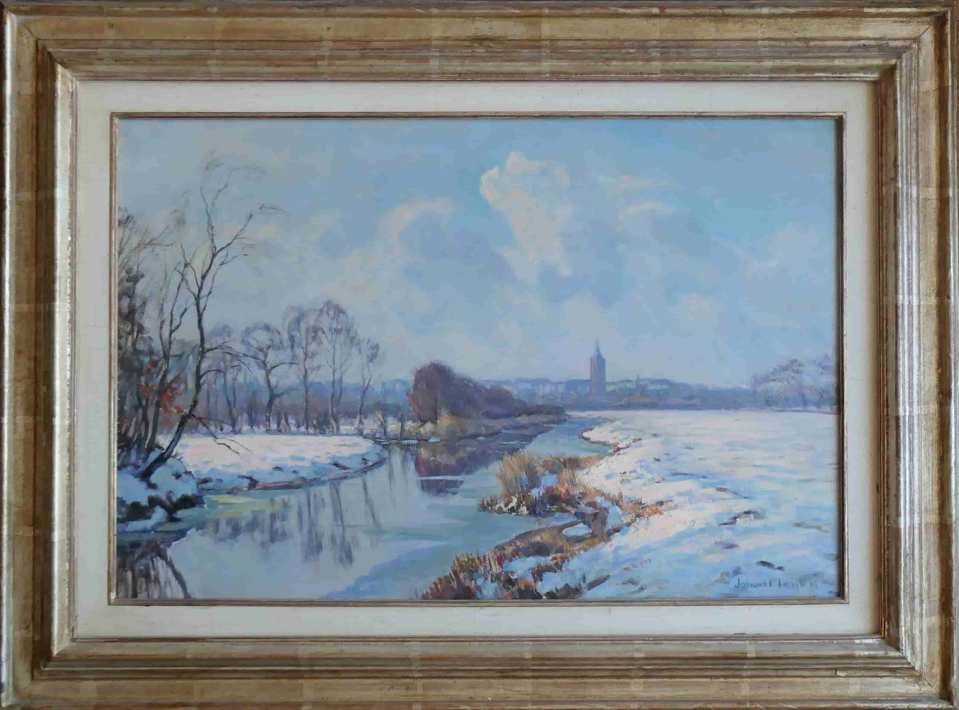 Johan Meijer - Gooiersgracht in de winter (met lijst)