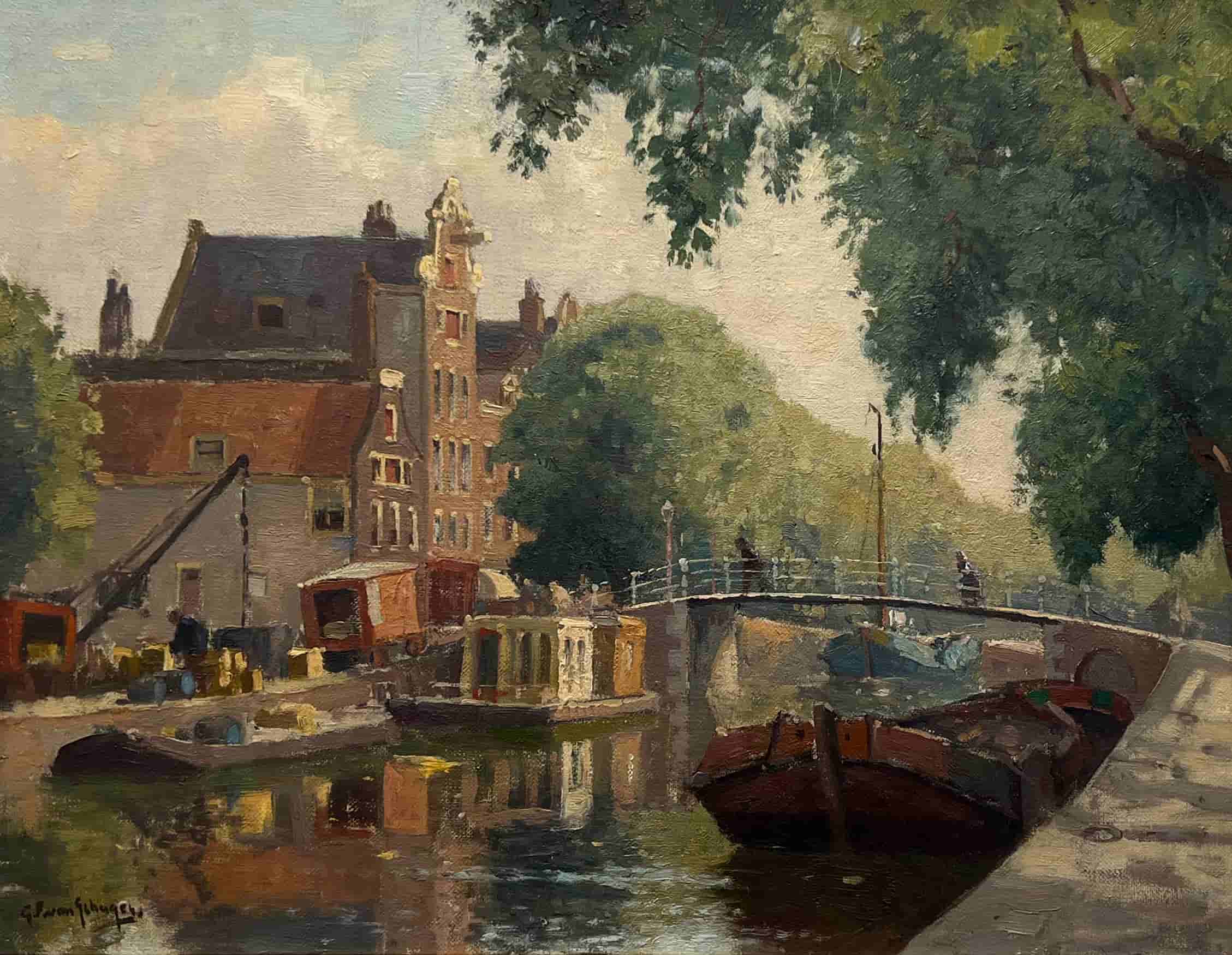 Gerbrand van Schagen - Brouwersgracht te Amsterdam (zonder lijst)