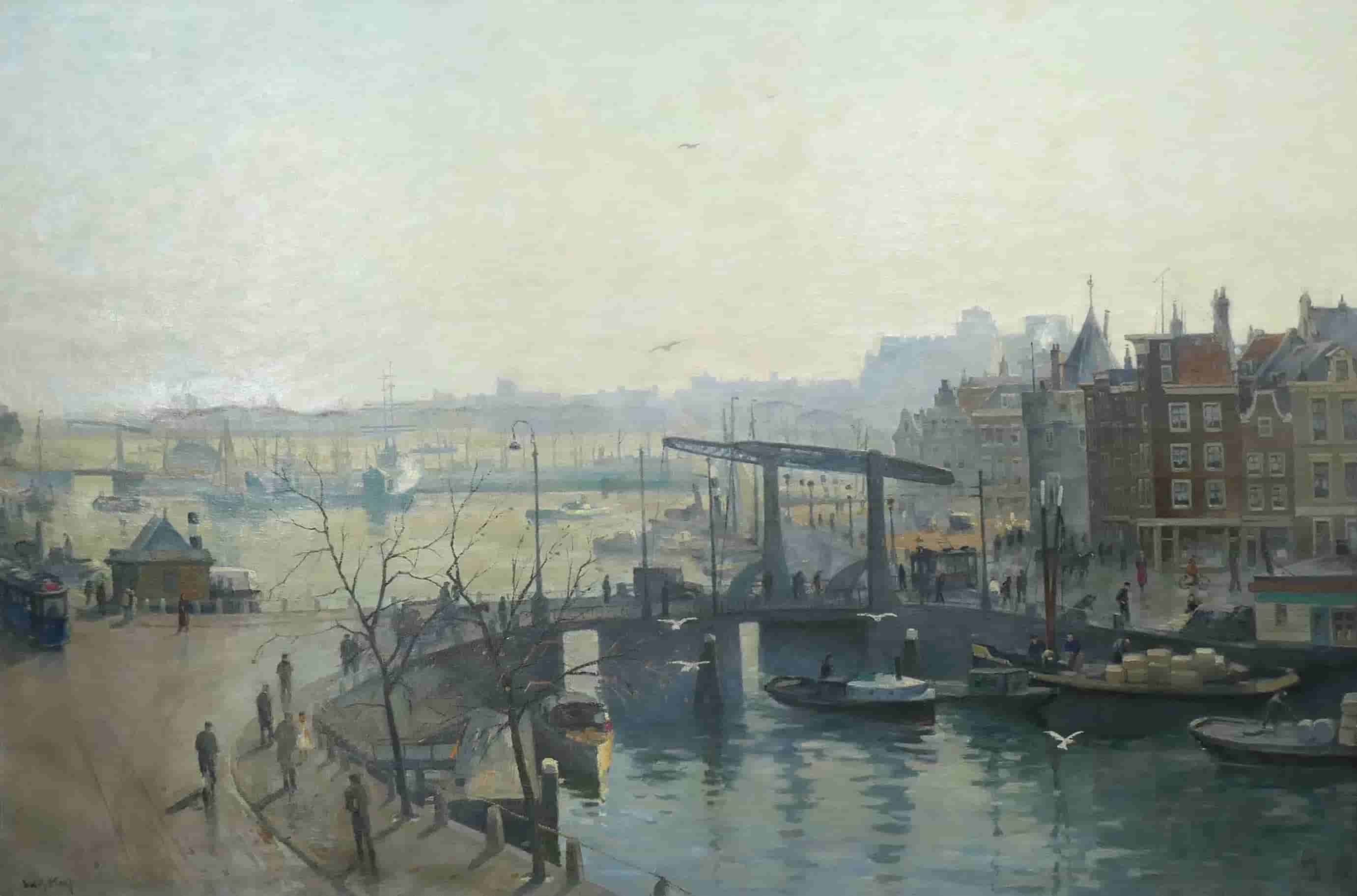 Willem-Alexander Knip - Open havenfront Amsterdam (zonder lijst)