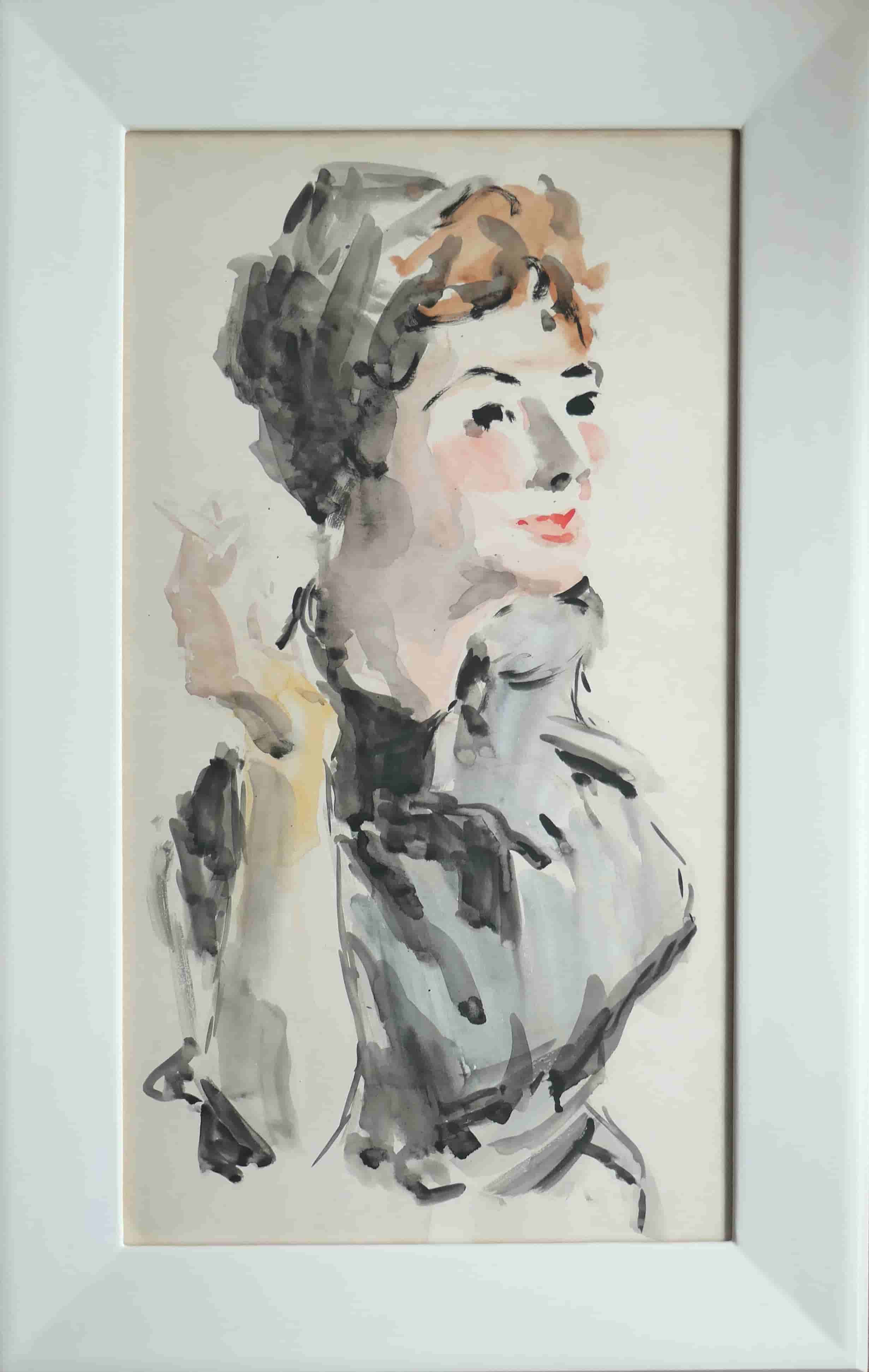 Jan Altink - Dame met sigaret (met lijst)