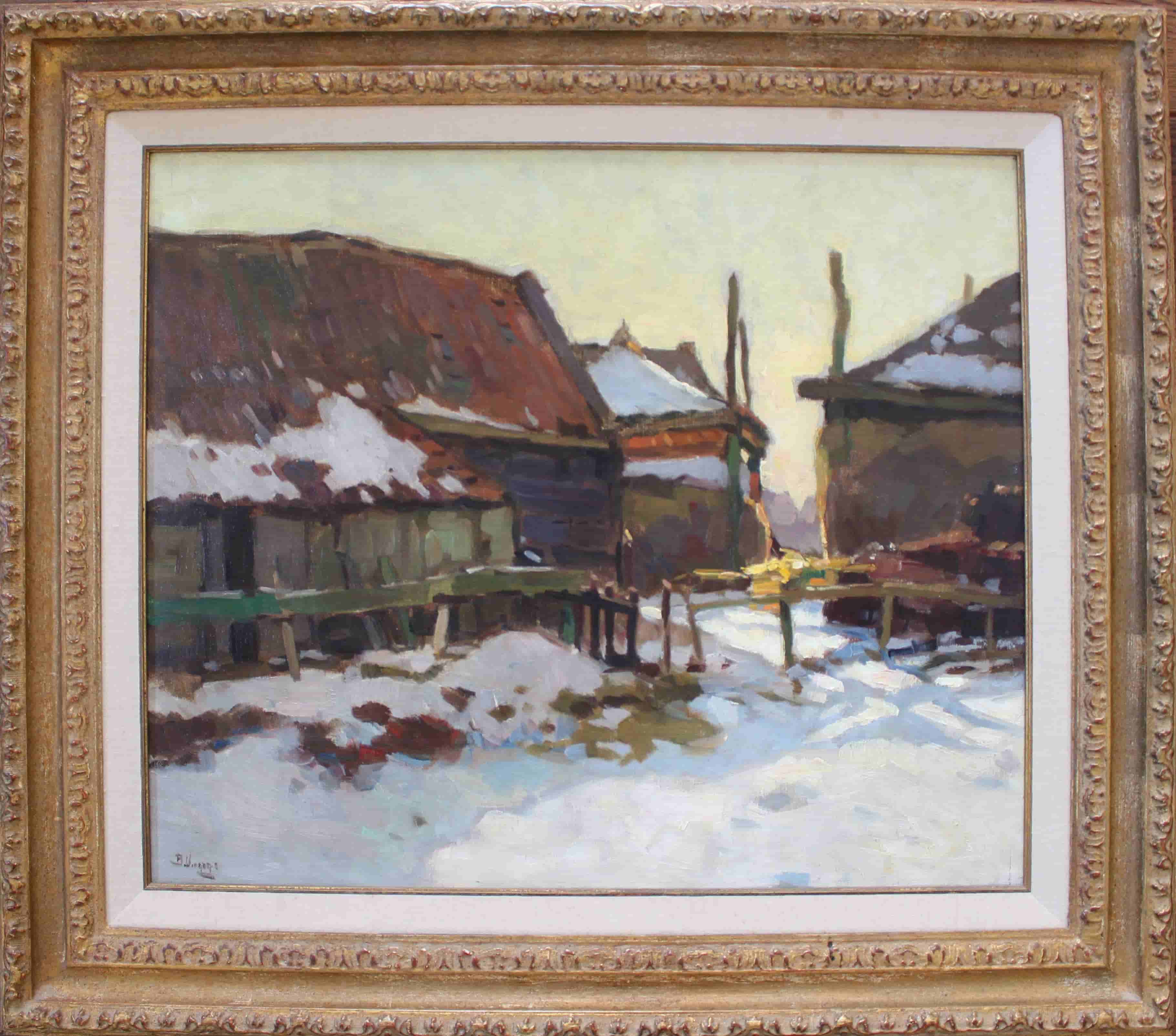 Ben Viegers - Winterzon bij de boerderij (met lijst)