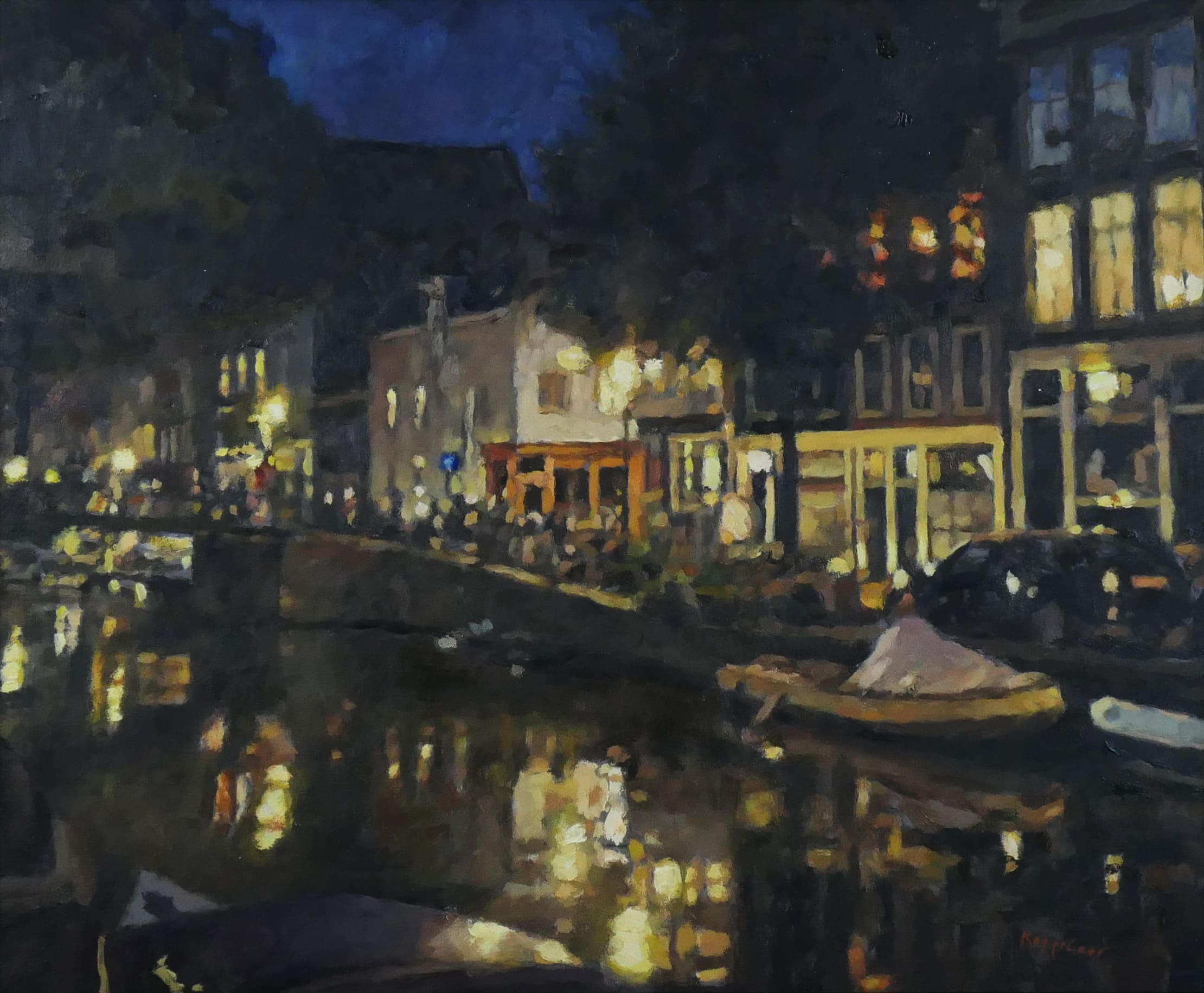 Egelantiersgracht bij avond zonder lijst