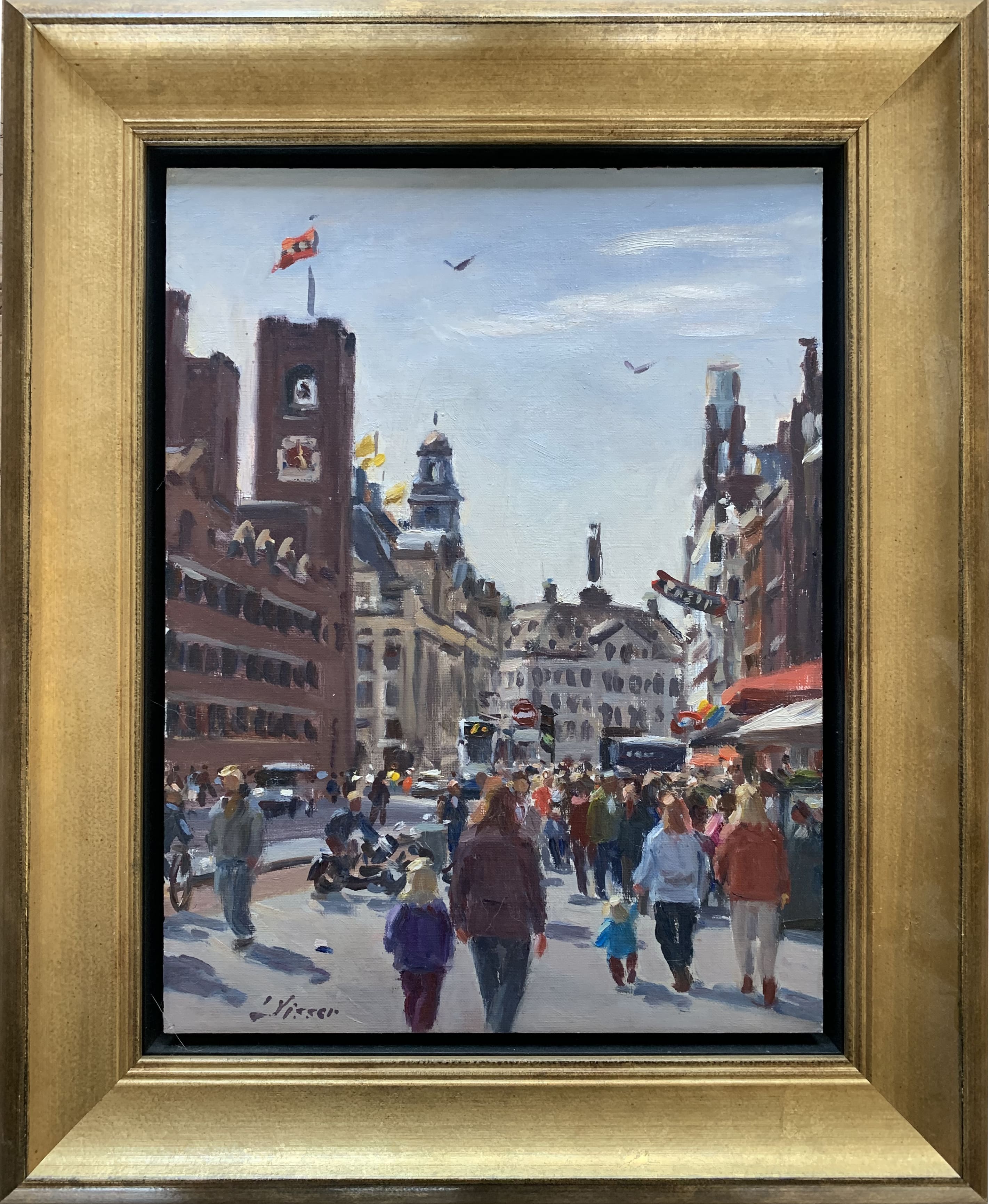 Amsterdam – Damrak met de Beurs van Berlage zonder lijst