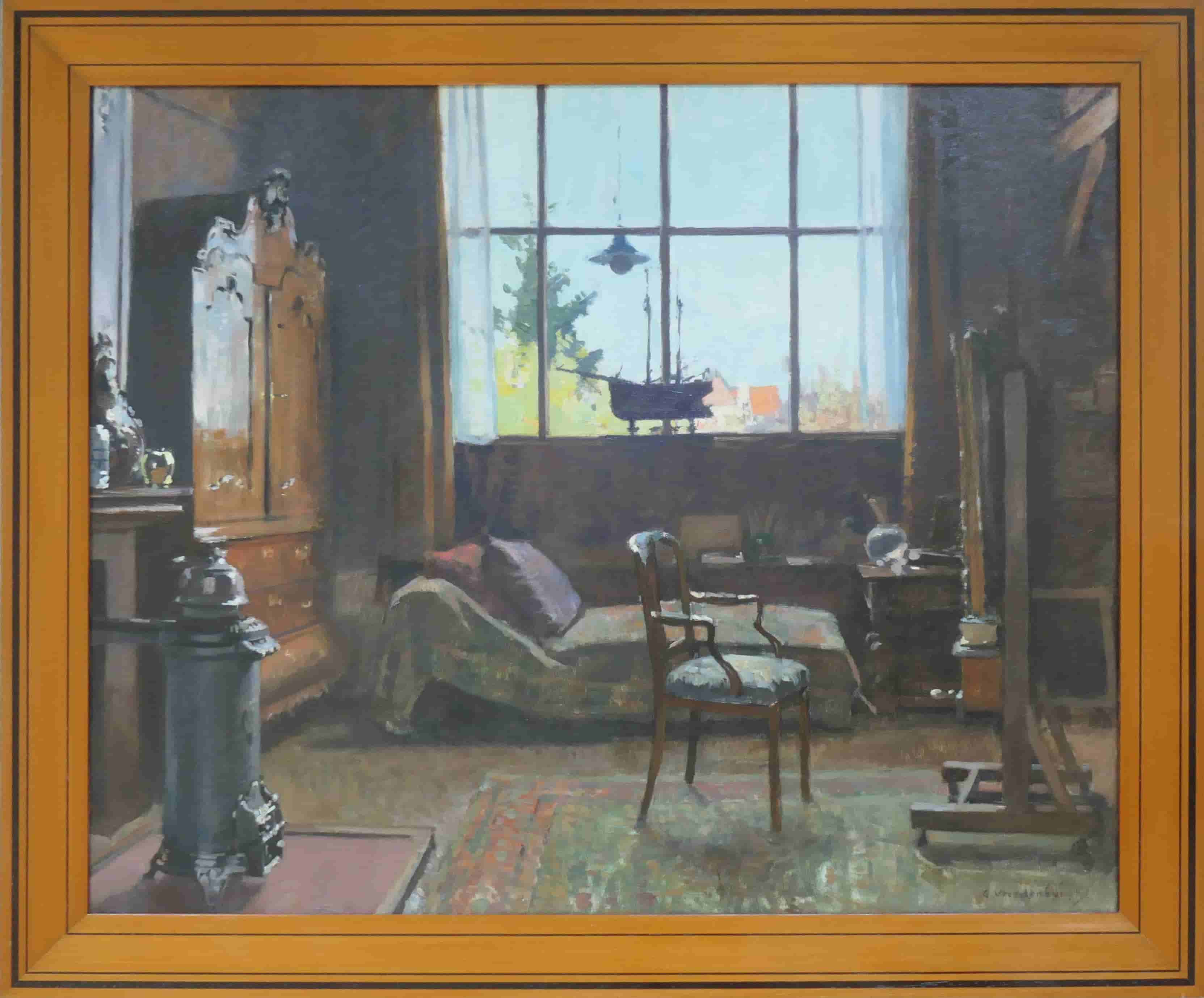 Cornelis Vreedenburgh - Het atelier van de schilder aan de Vredelaan 1 te Laren (met lijst)
