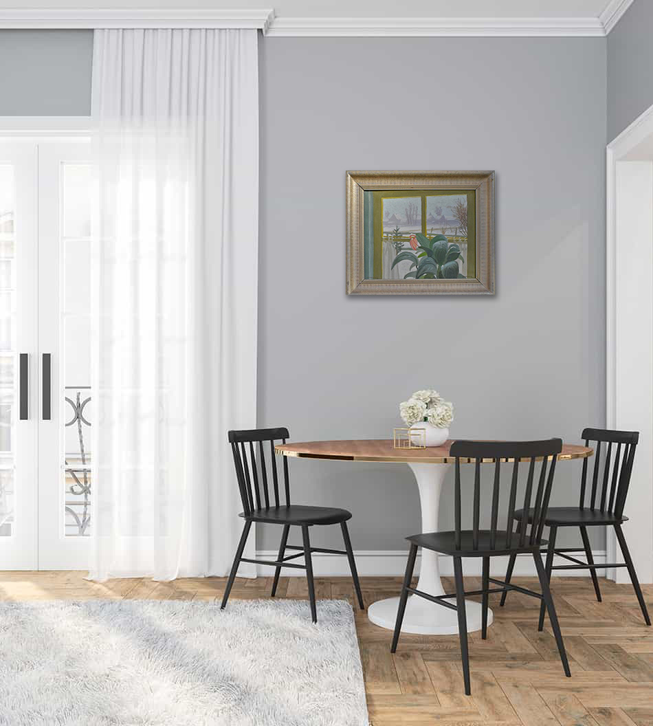 Winters Loosdrecht vanuit het huis zonder lijst