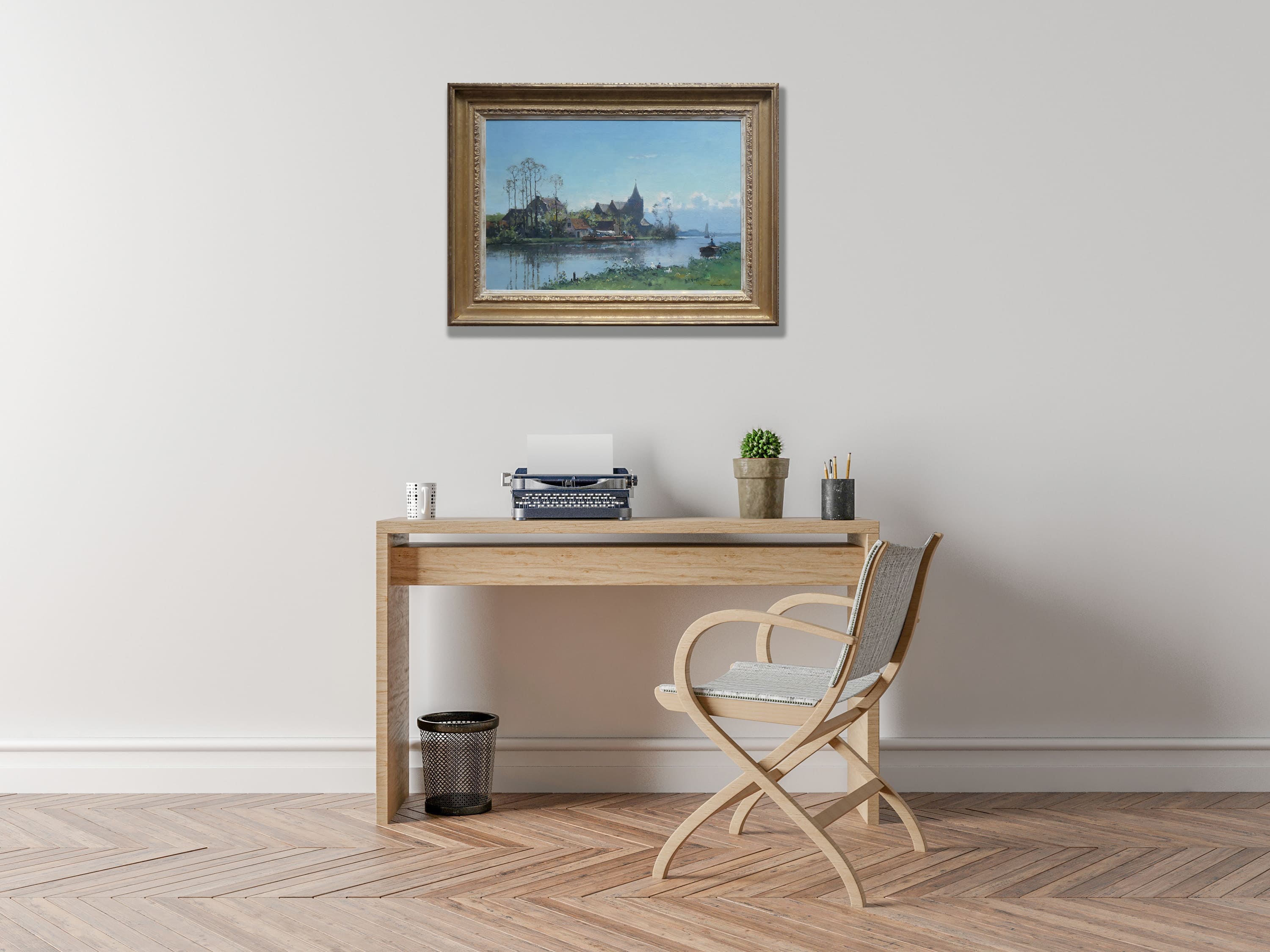 Dorpje aan het water zonder lijst