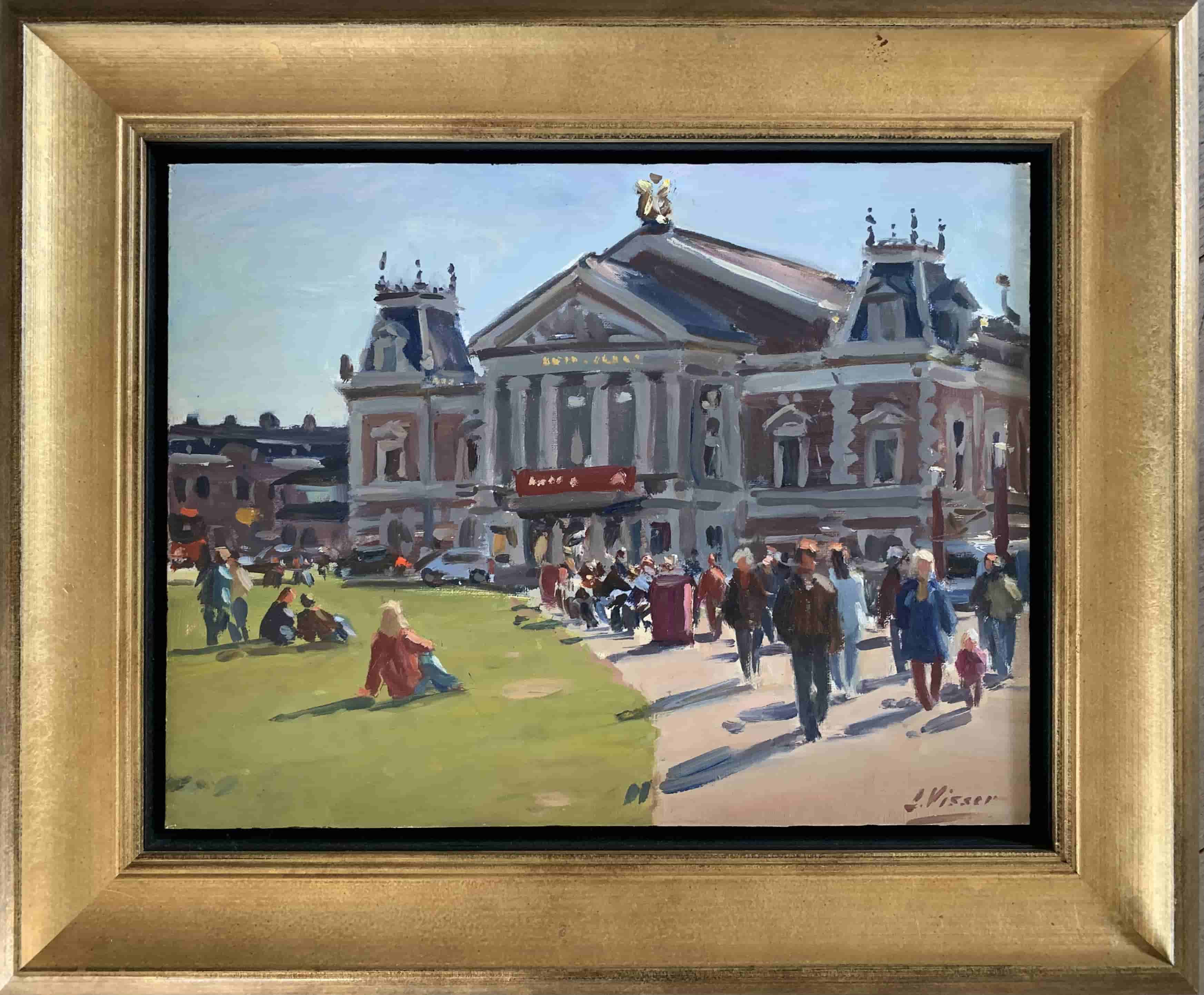 Louis Visser - Amsterdam – Museumplein met het Concertgebouw (met lijst)