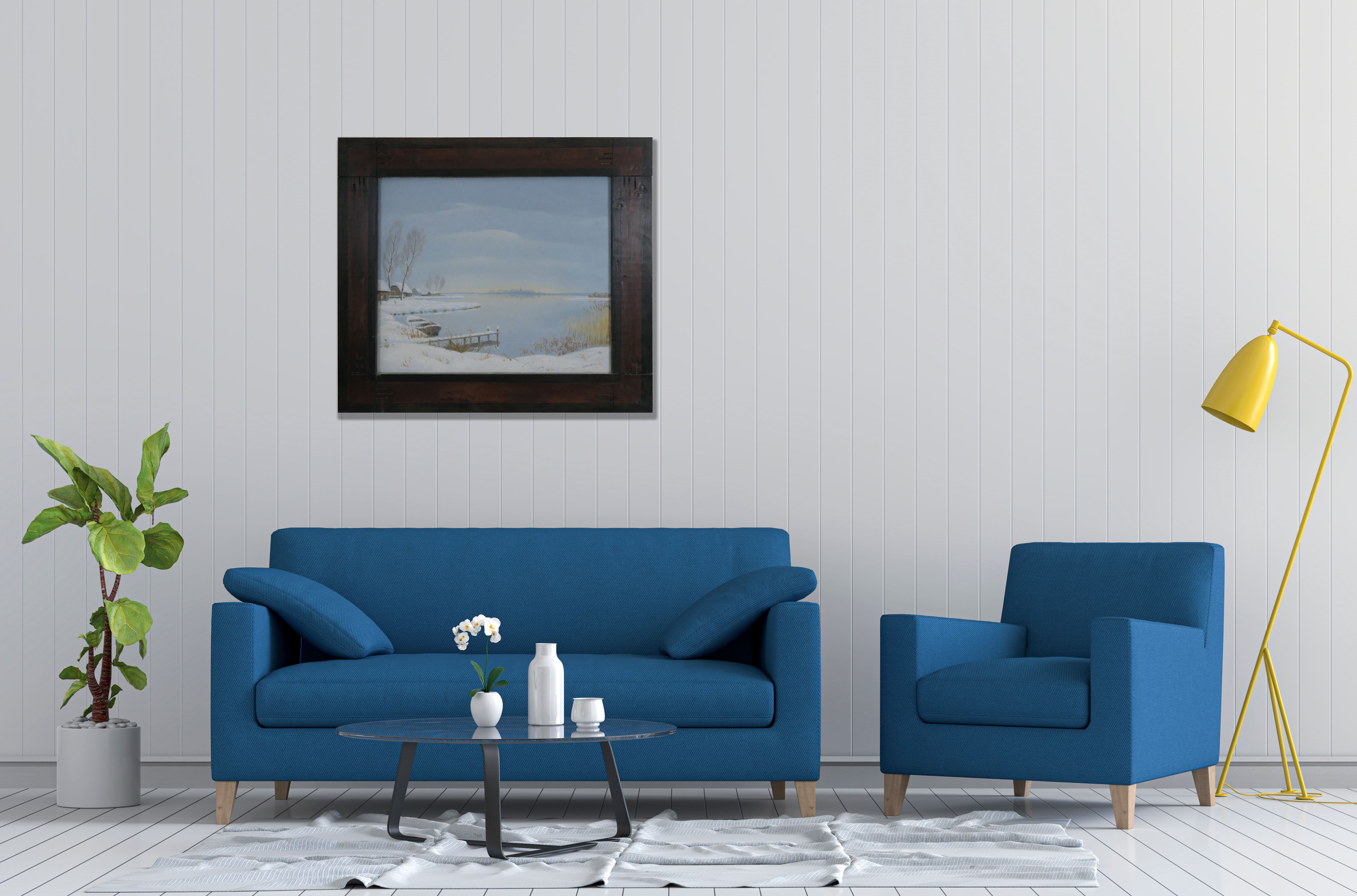 Winter aan de Loosdrechtseplas zonder lijst