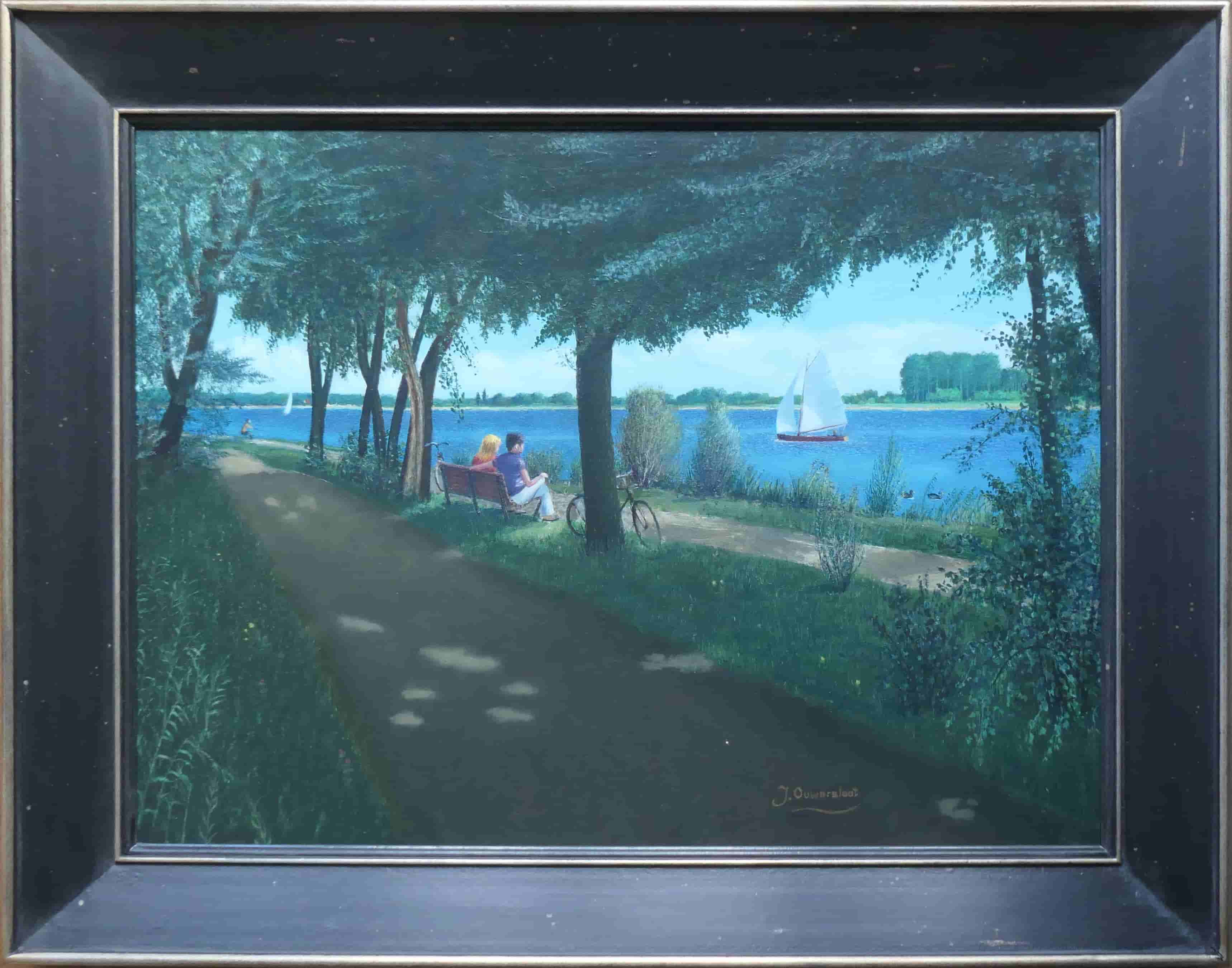 Jan Ouwersloot - Riviergezicht (met lijst)