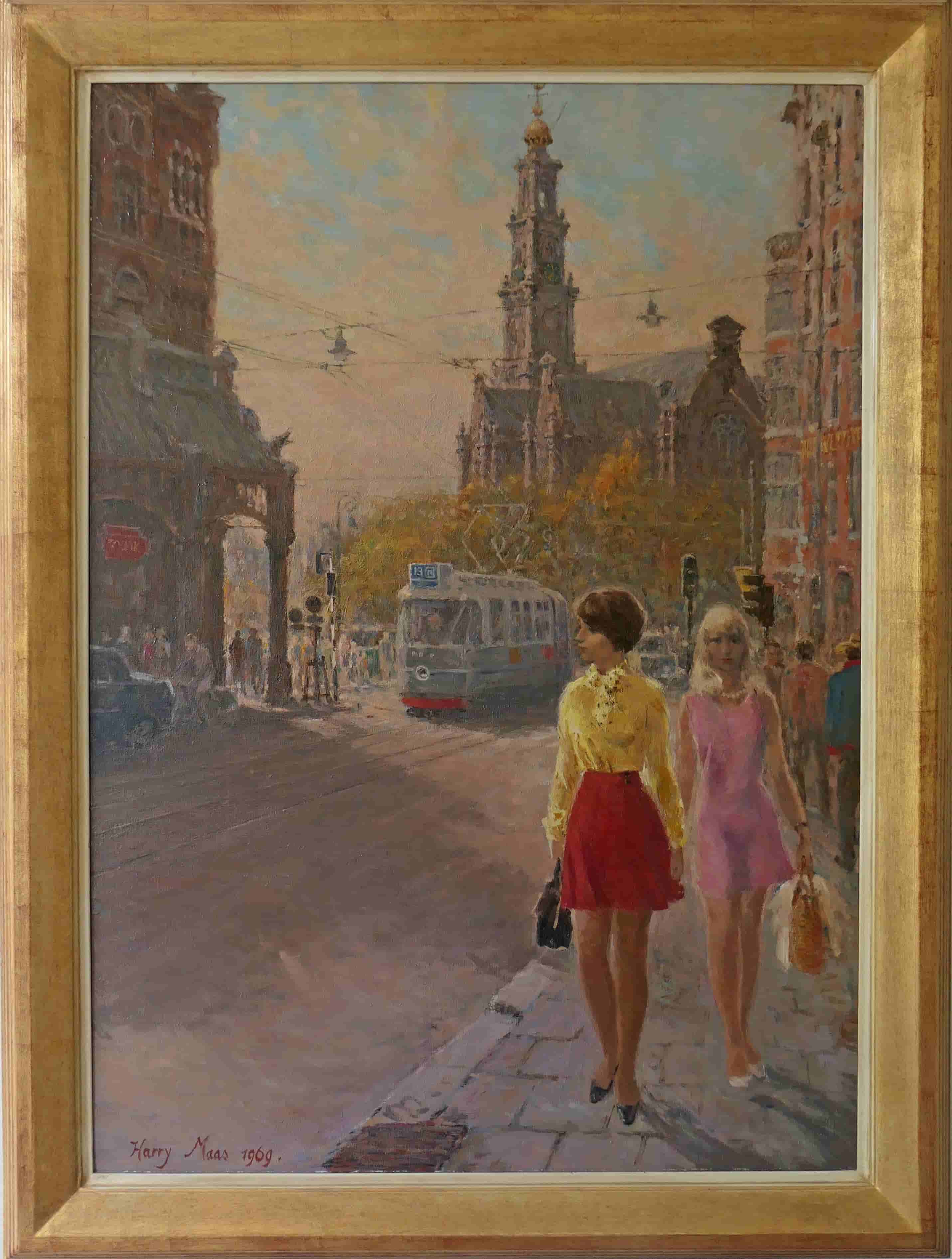 Harry Maas - Jongedames in de Raadhuisstraat (met lijst)