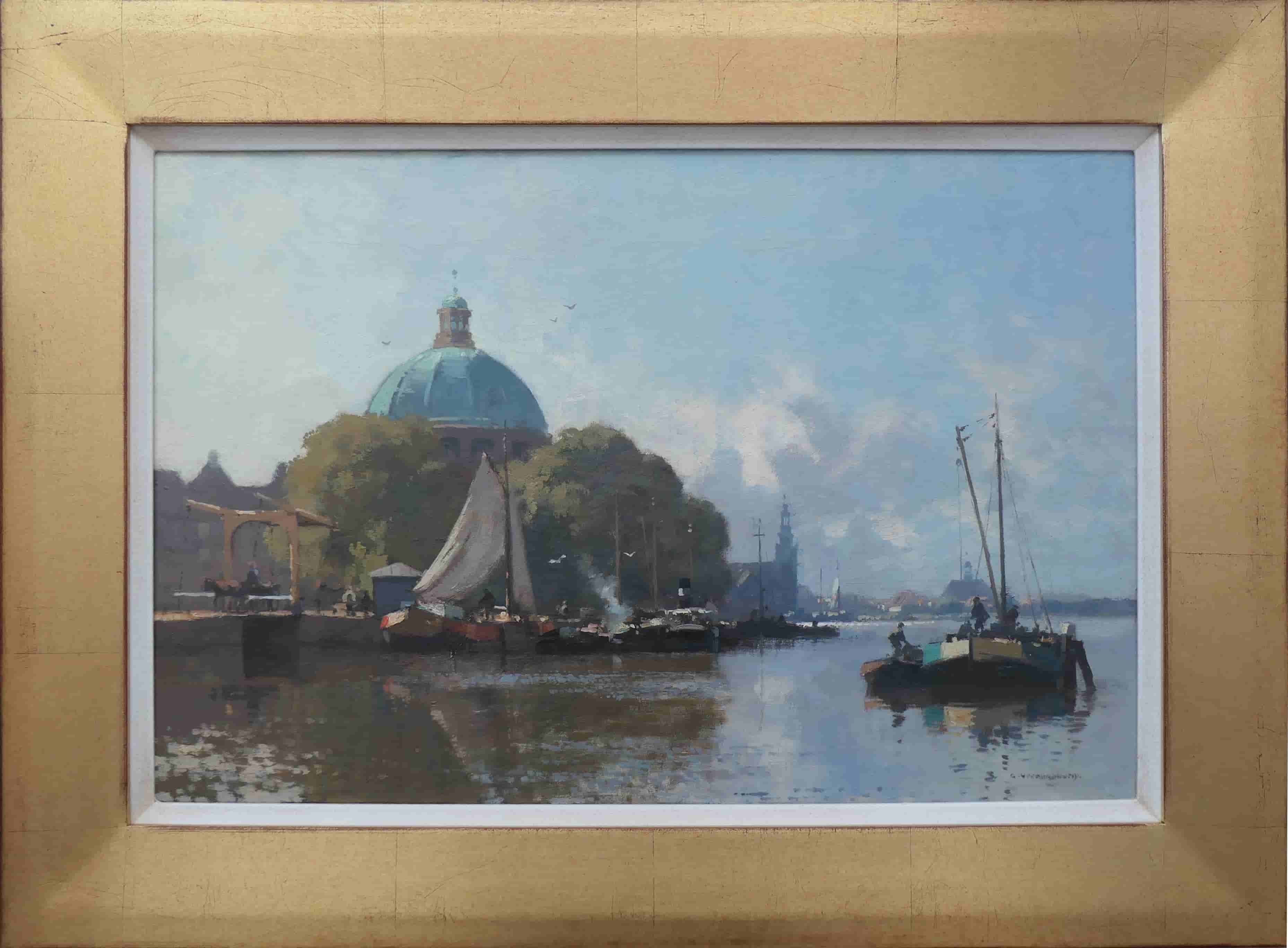 Cornelis Vreedenburgh - Het IJ in Amsterdam (met lijst)