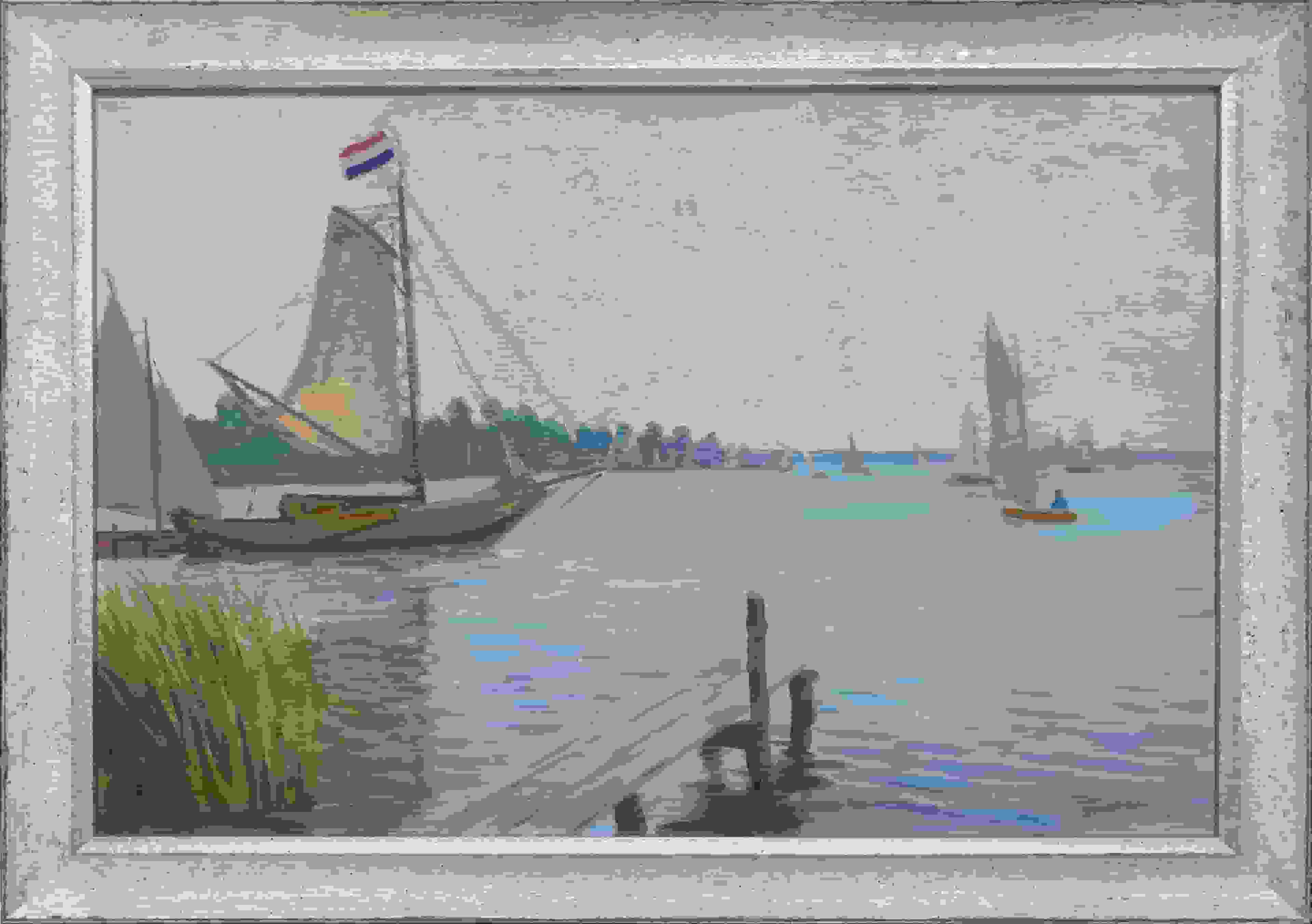 Dirk Smorenberg - Zeilboten op de Loosdrechtseplassen (met lijst)