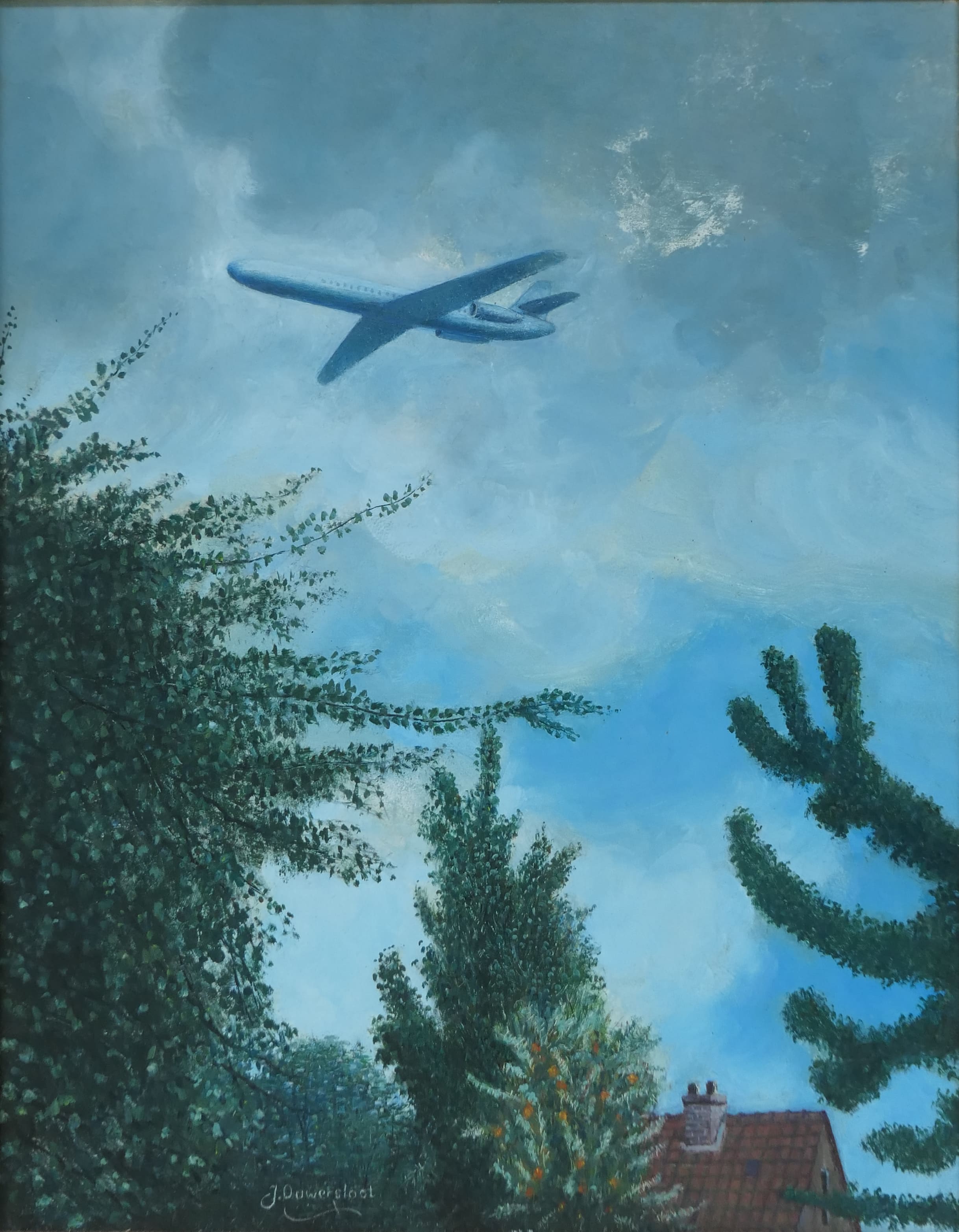 Luchtlandschap, Zwanenburg en DC9 zonder lijst