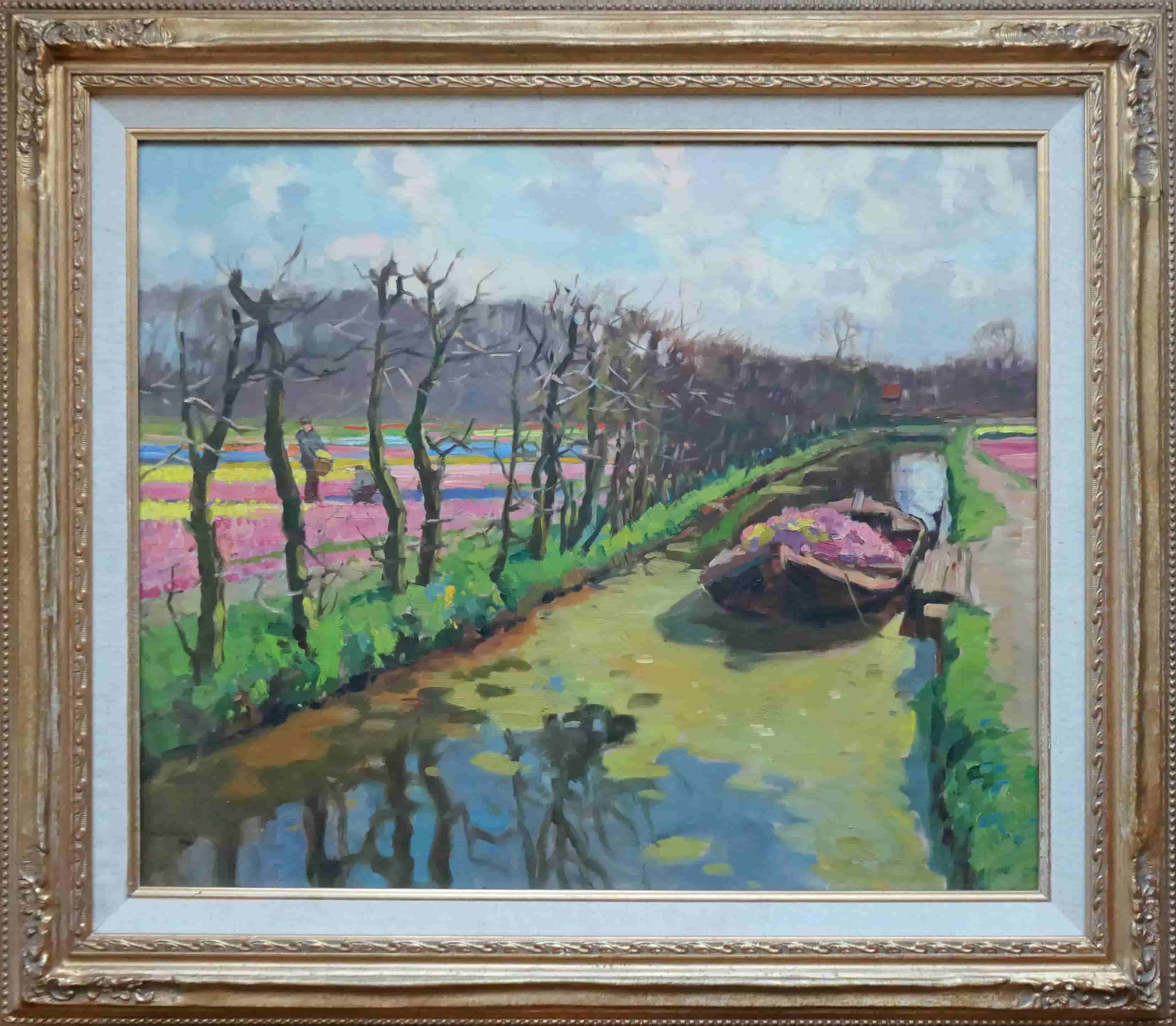 Ben Viegers - Vaart langs bollenvelden (met lijst)