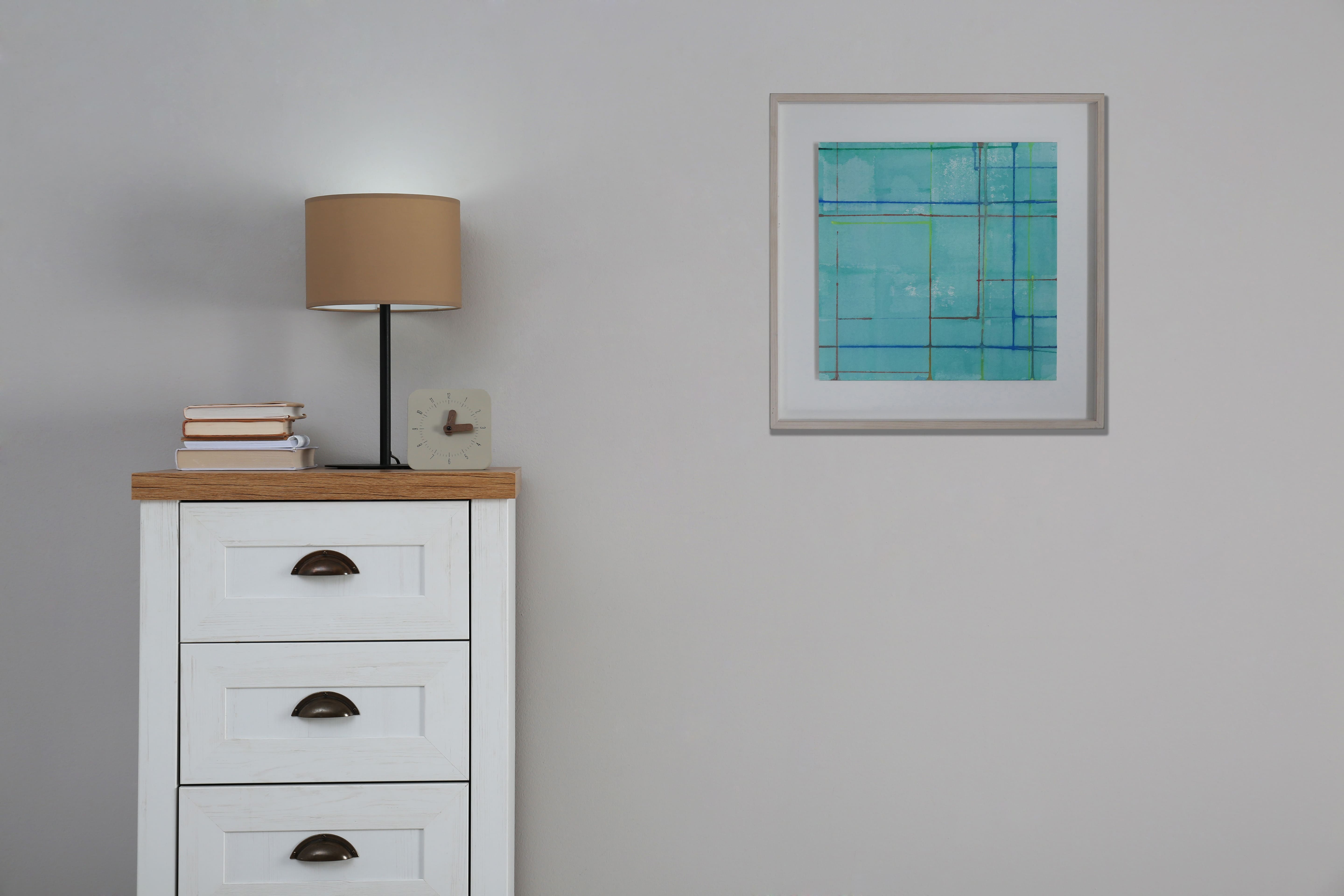 Compositie op blauwgroen fond zonder lijst