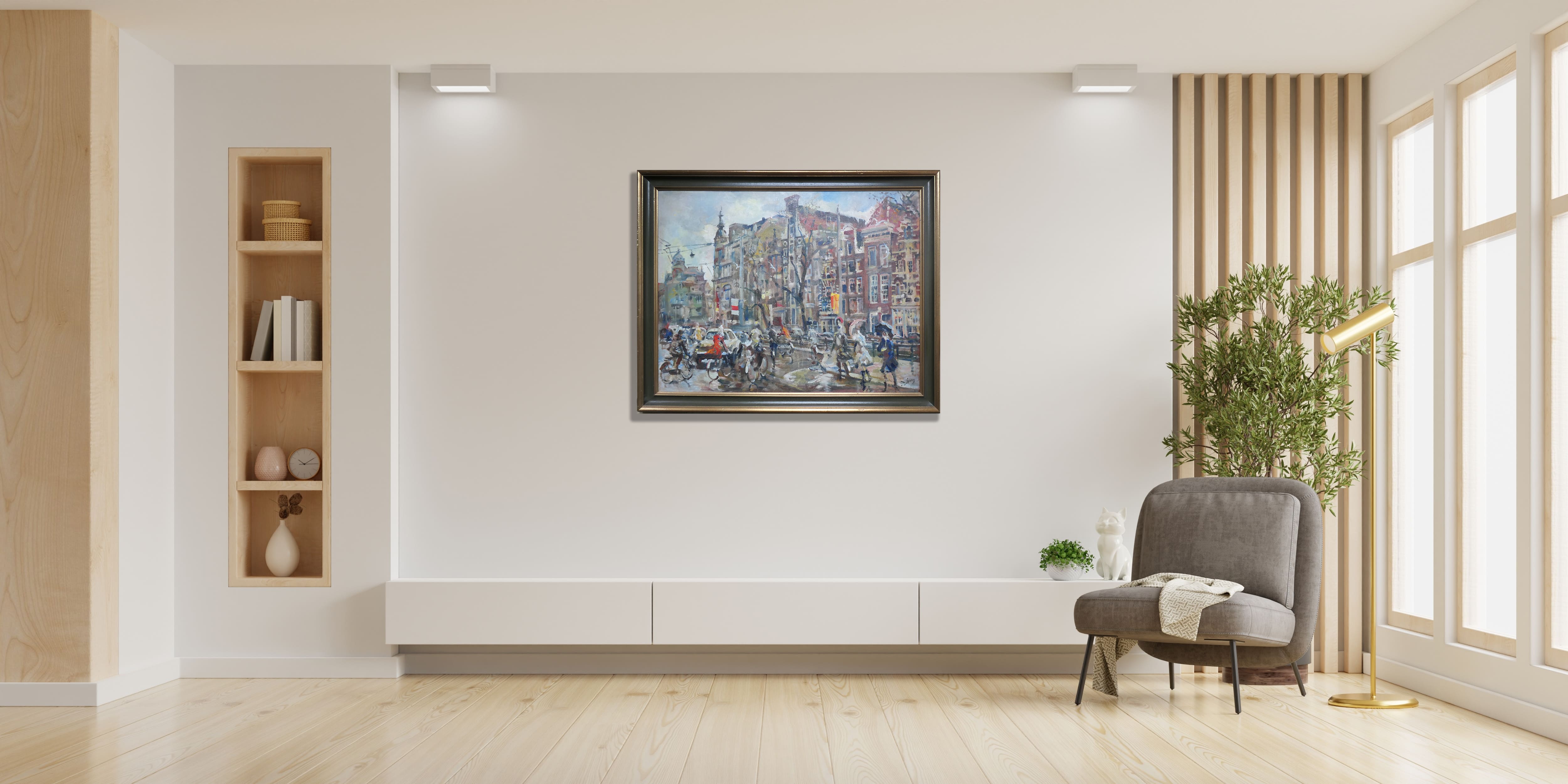 Koningsplein in de regen zonder lijst