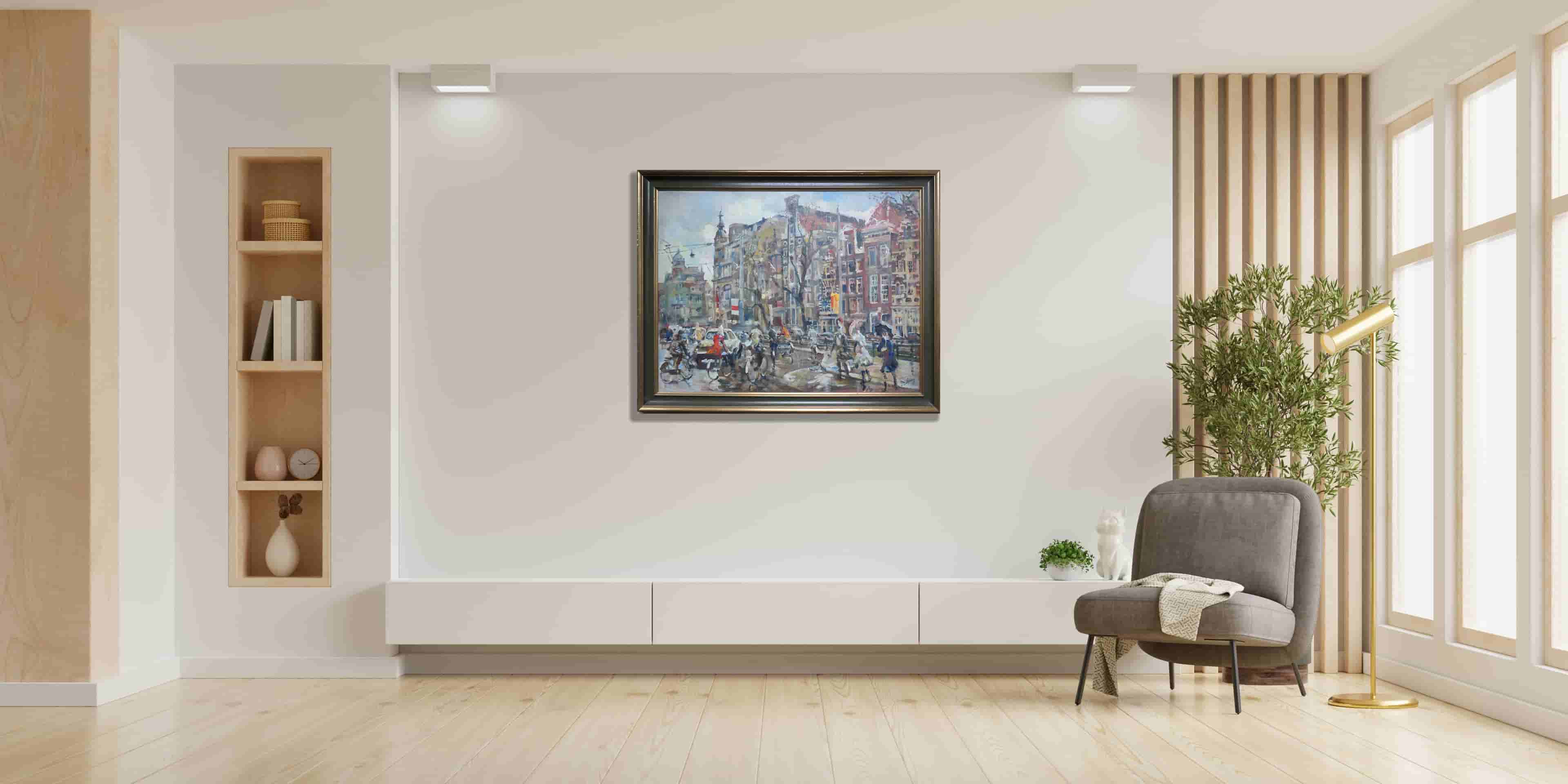 Erasmus Bernard von Dülmen-Krumpelman - Koningsplein in de regen (in interieur)