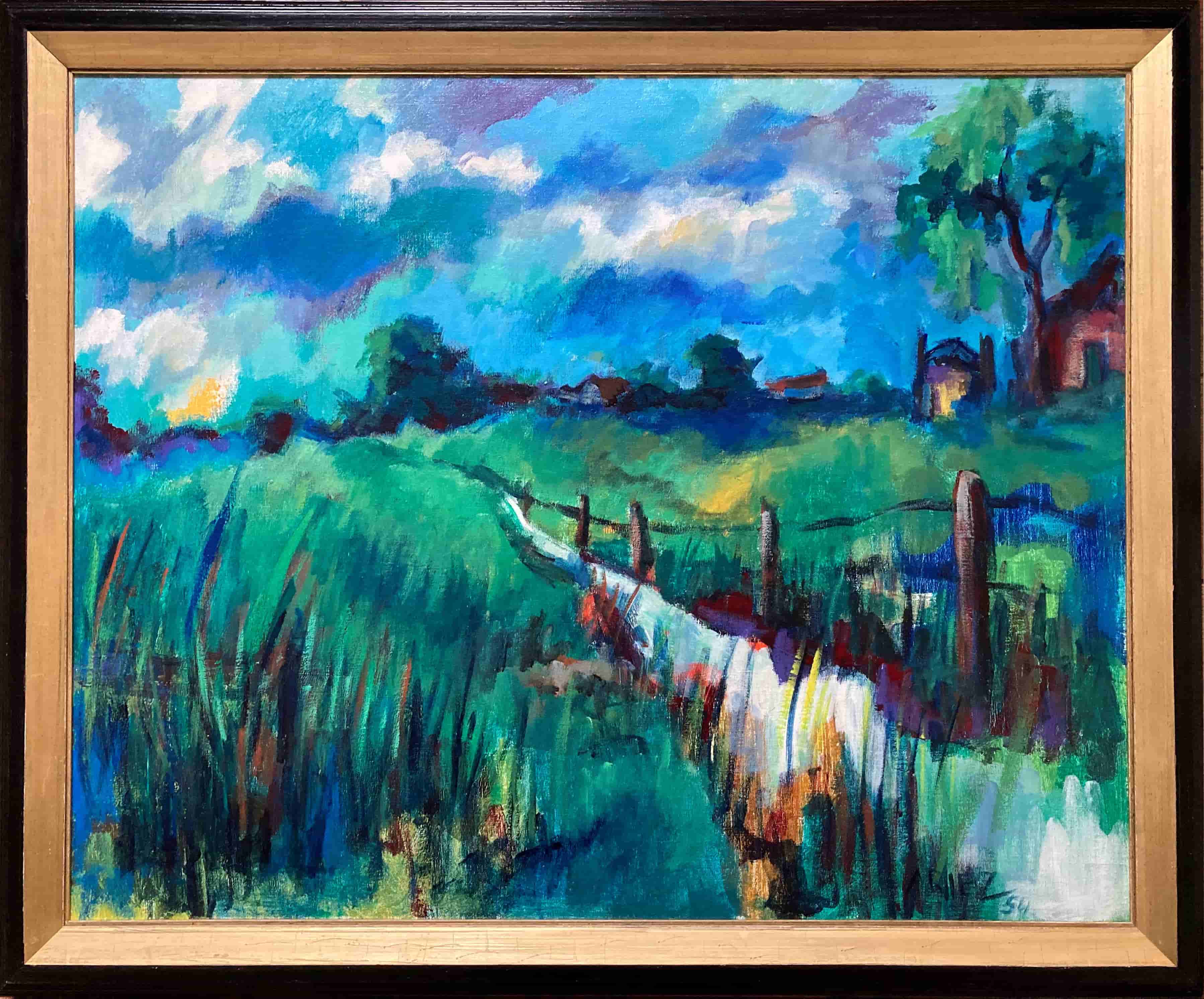 Arie Zuidersma - Gronings dorpje (met lijst)