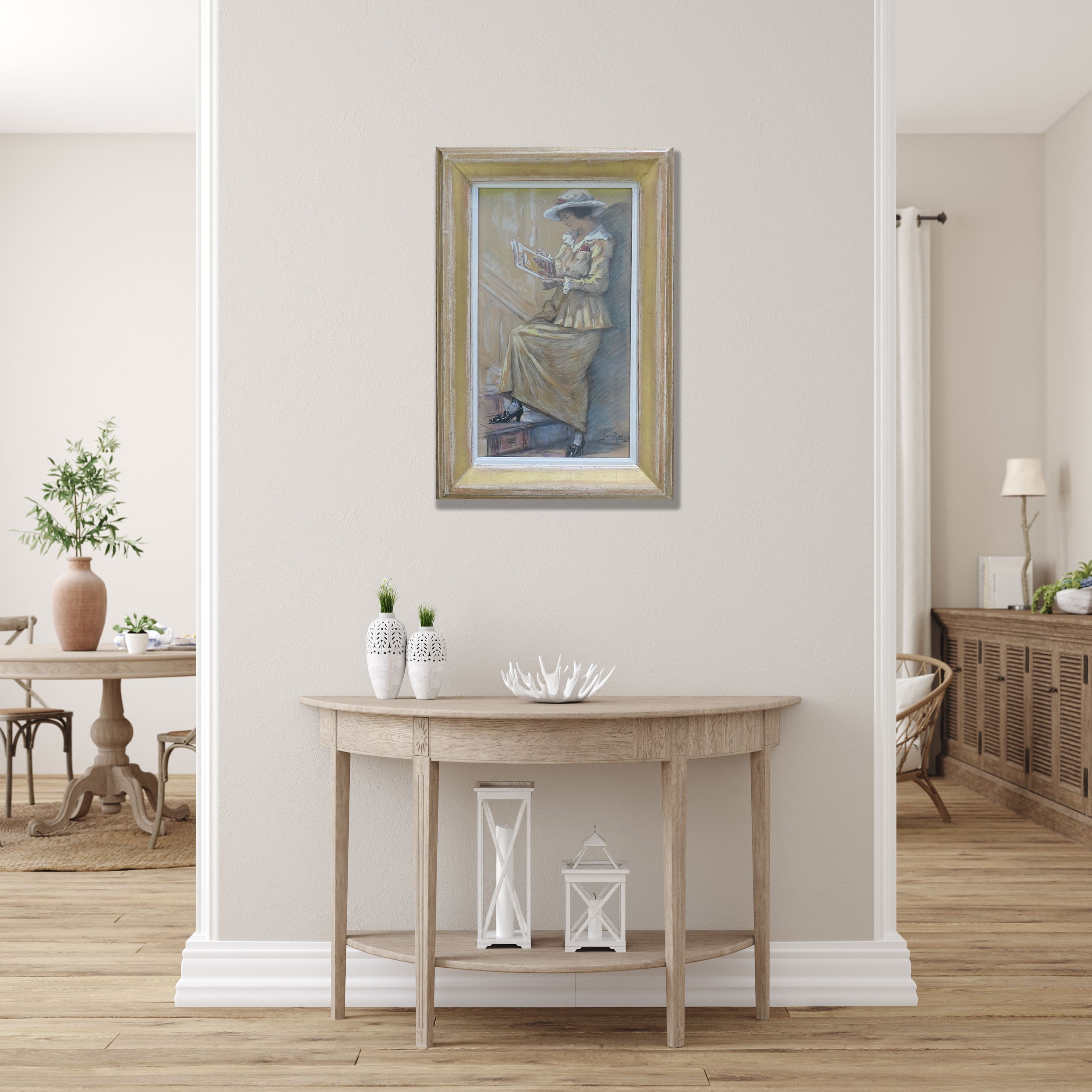 Elegante lezende dame zonder lijst